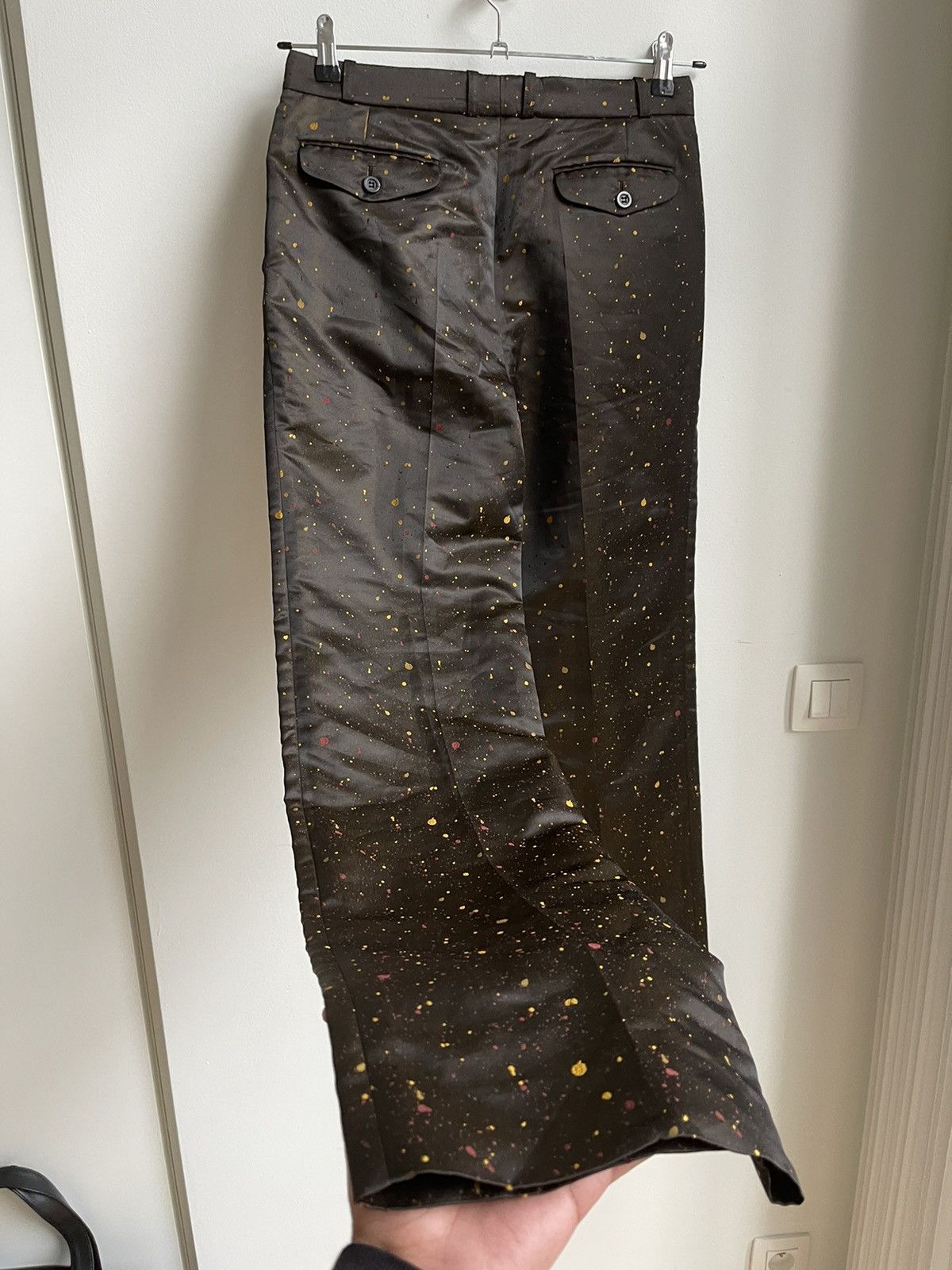 image of Bernhard Willhelm Bernhard Wilhelm Aw01 Brown Satin Paint Jacquard, Men's (Size 29)