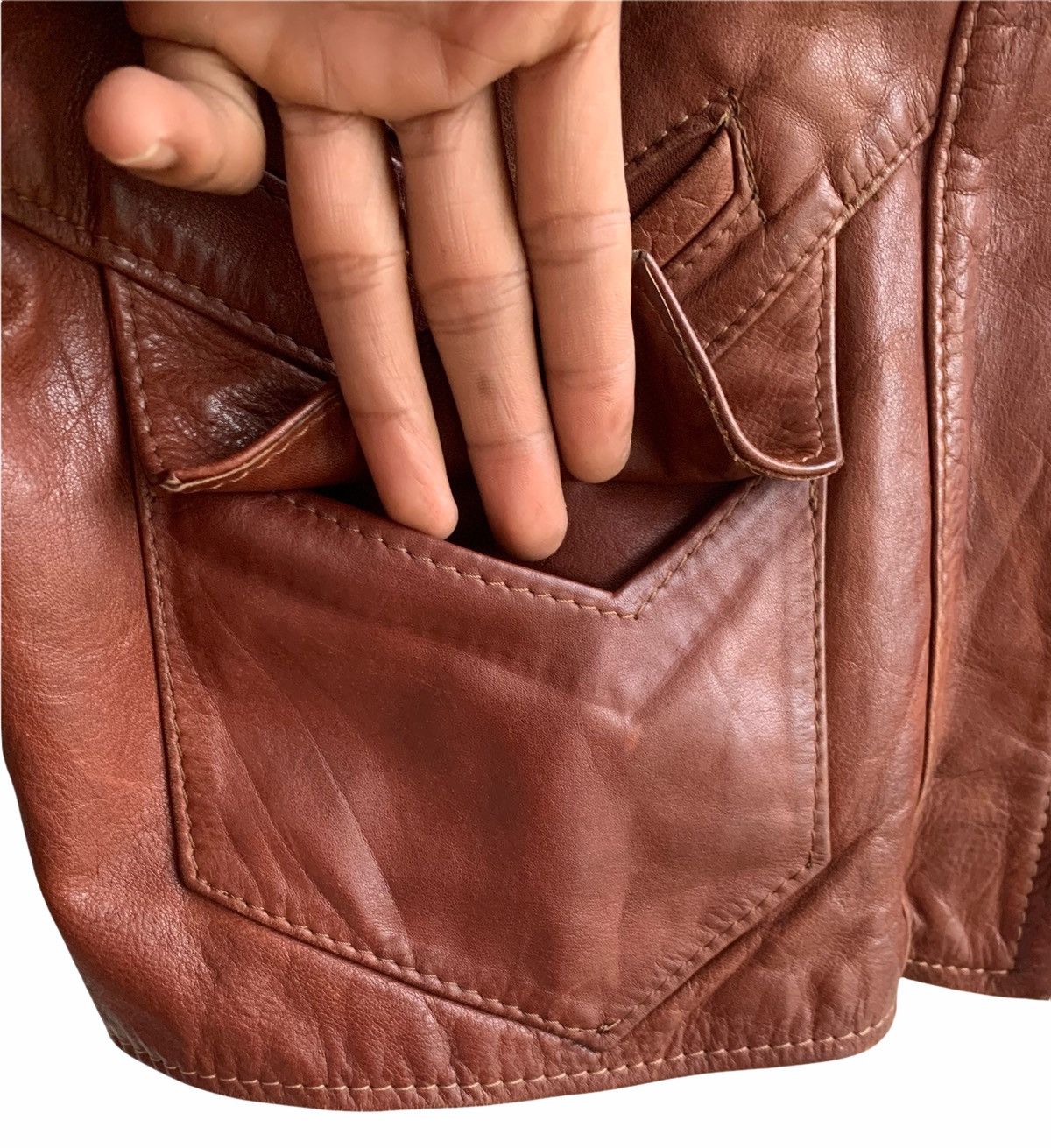 Genuine Leather Vintage 70s Casual Leather Jacket Size US S / EU 44-46 / 1 - 10 Thumbnail