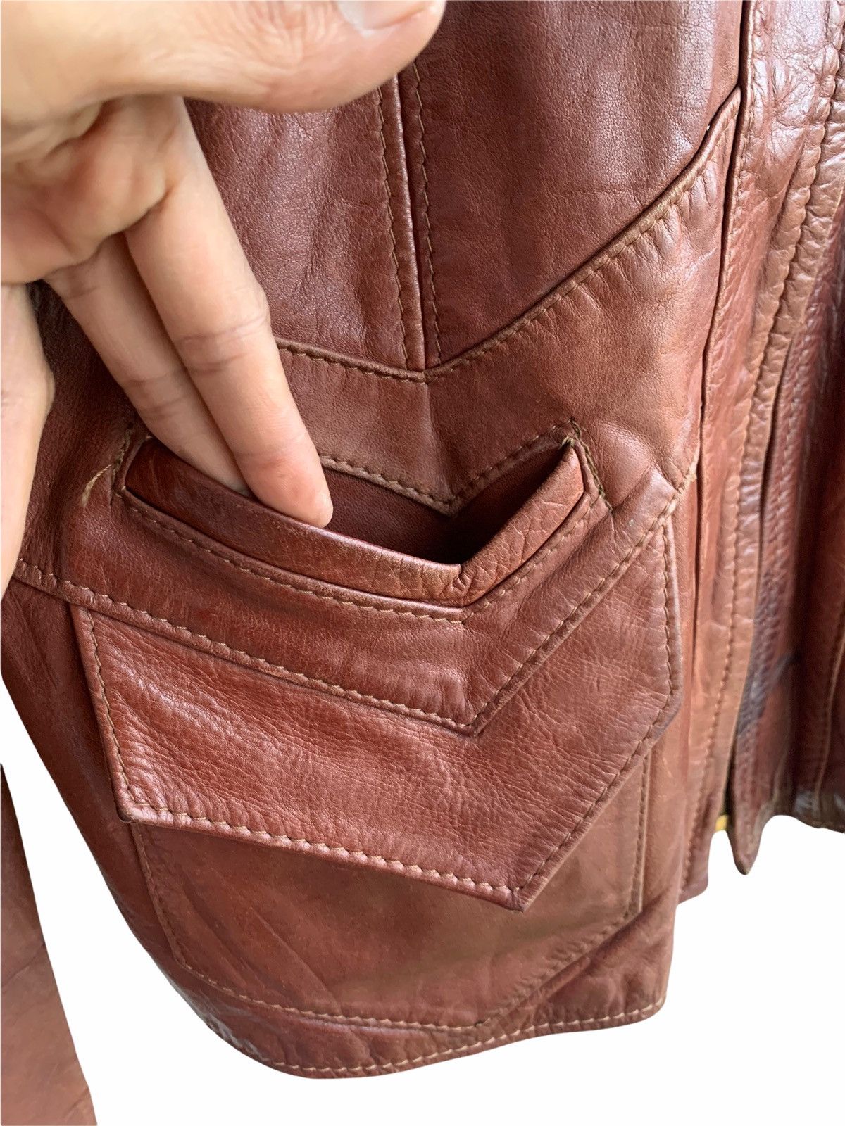 Genuine Leather Vintage 70s Casual Leather Jacket Size US S / EU 44-46 / 1 - 11 Thumbnail
