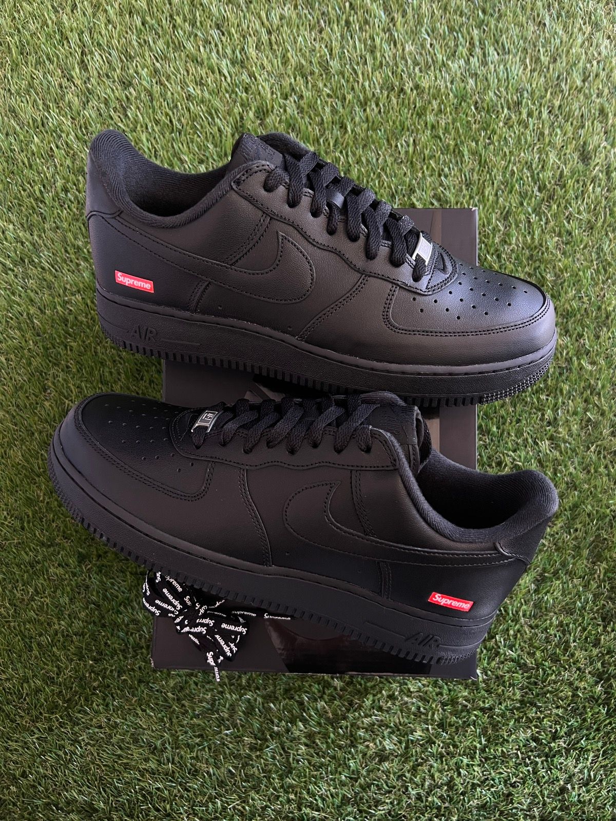 Pre-owned Nike X Supreme Nike Air Force 1 ‘black' Size 13 Shoes