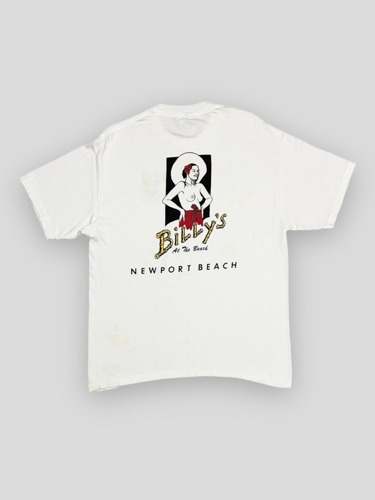 image of Send Offer90S Vintage Sexy Billys On The Newport Beach Tee in White, Men's (Size Medium)