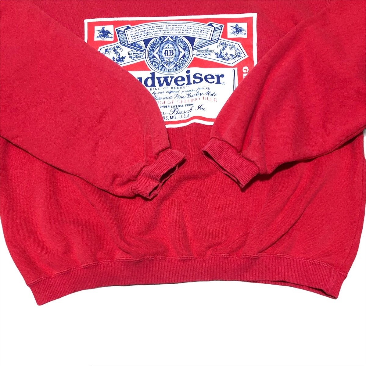 Budweiser × Vintage Vintage 90s Budweiser Red Sweatshirt Size US L / EU 52-54 / 3 - 3 Thumbnail