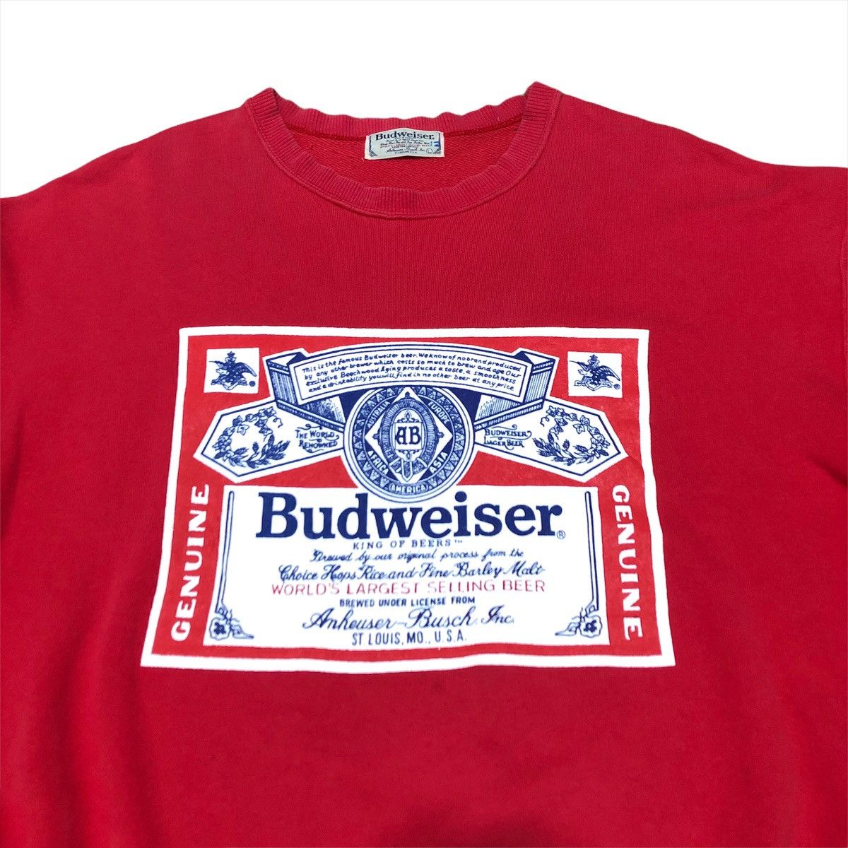 Budweiser × Vintage Vintage 90s Budweiser Red Sweatshirt Size US L / EU 52-54 / 3 - 2 Thumbnail