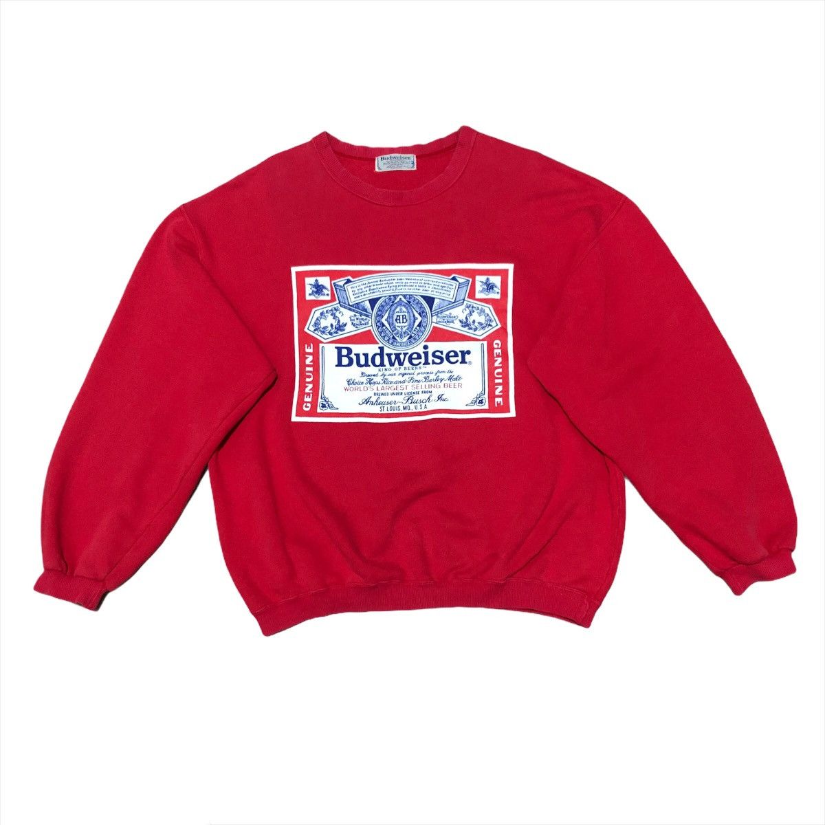 Budweiser × Vintage Vintage 90s Budweiser Red Sweatshirt Size US L / EU 52-54 / 3 - 1 Thumbnail