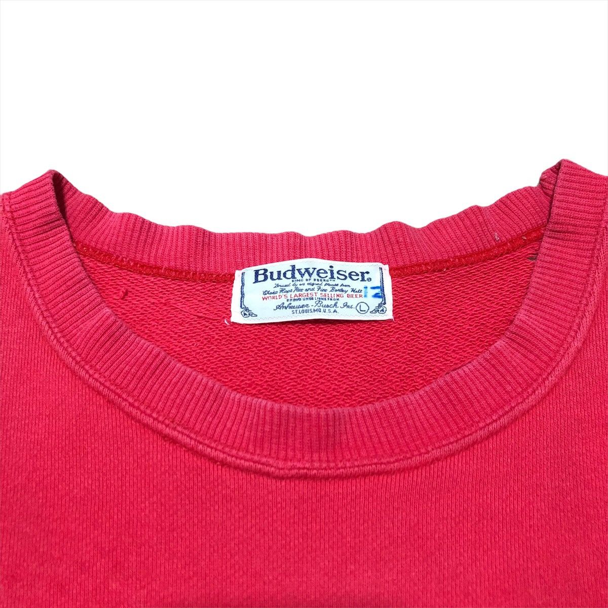 Budweiser × Vintage Vintage 90s Budweiser Red Sweatshirt Size US L / EU 52-54 / 3 - 4 Thumbnail
