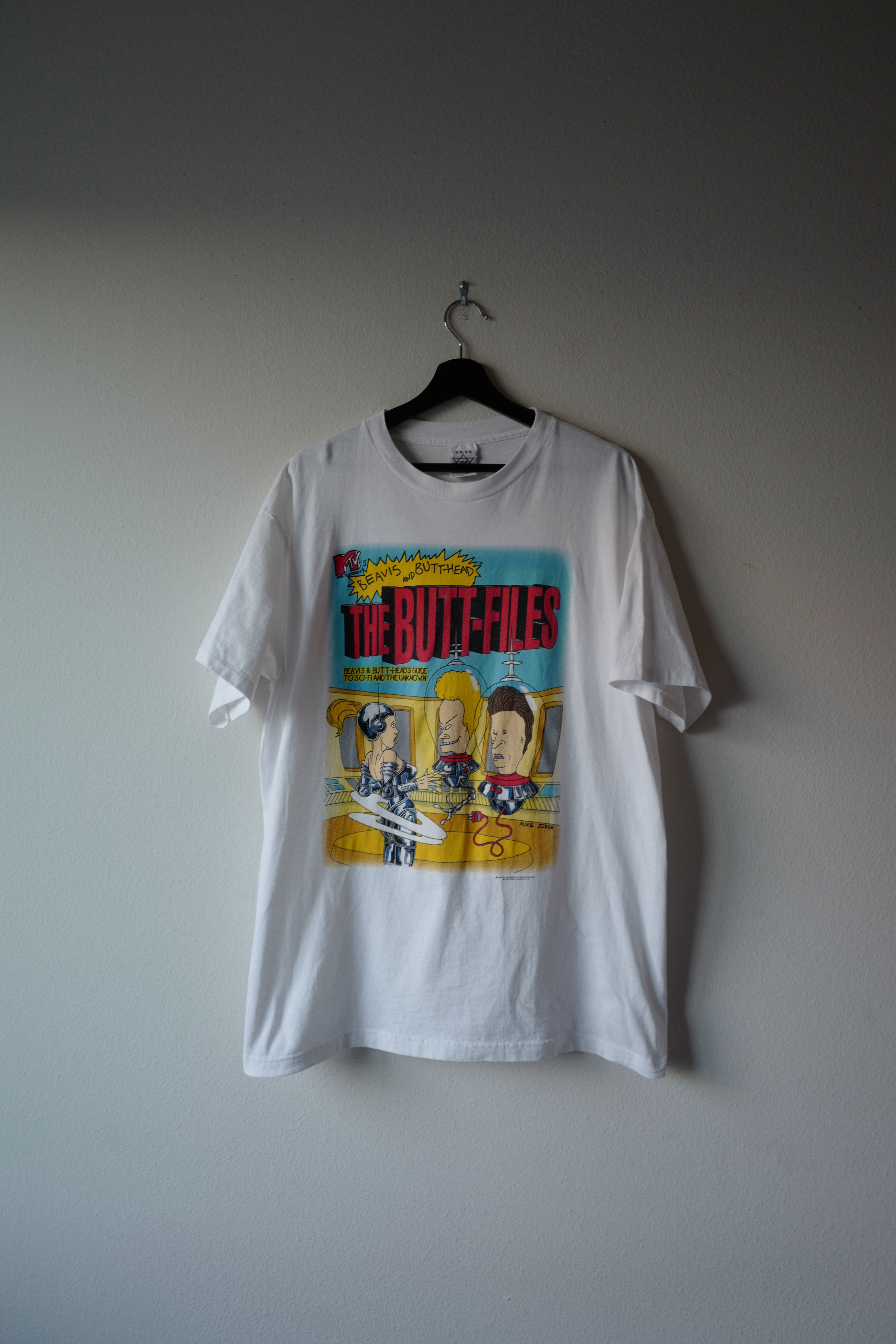 image of Mtv x Vintage 1997 Vintage Beavis & Butthead - The Buttfiles Tee in White, Men's (Size XL)