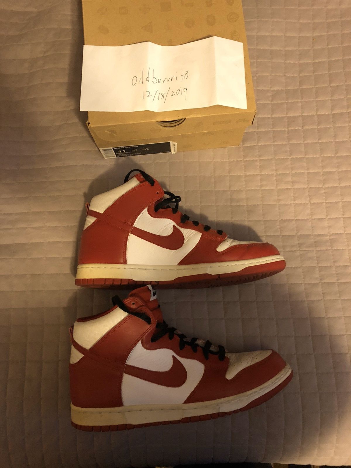 Nike Dunk High White | Varsity Red-Black Size US 11 / EU 44 - 2 Thumbnail