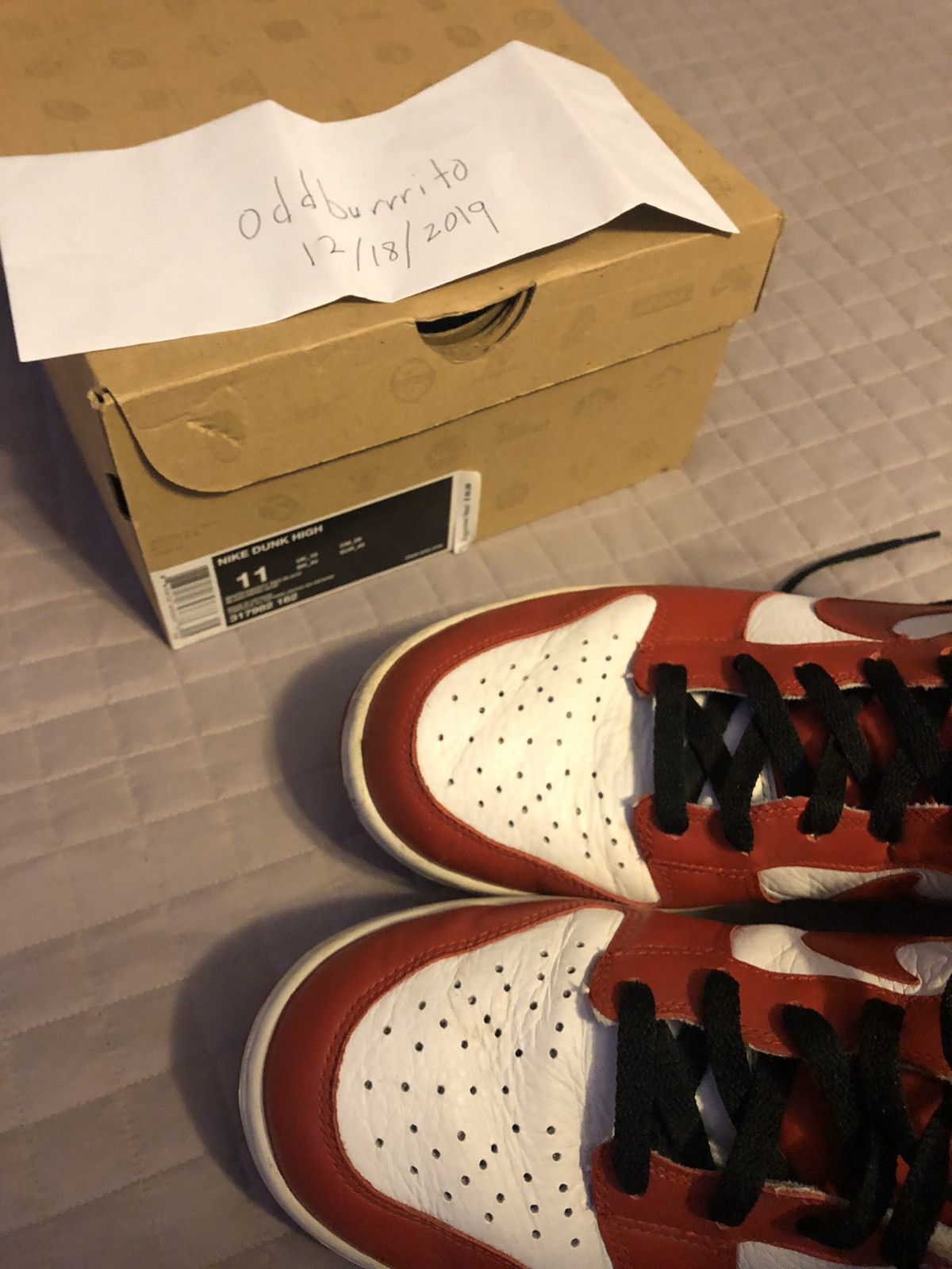 Nike Dunk High White | Varsity Red-Black Size US 11 / EU 44 - 7 Thumbnail
