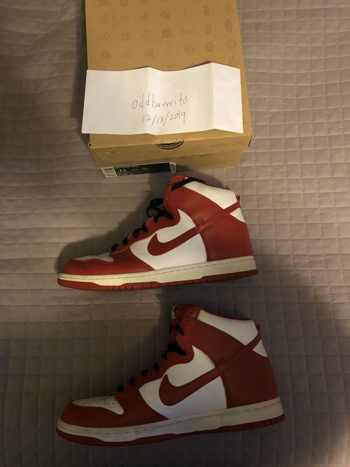 Nike Dunk High White | Varsity Red-Black Size US 11 / EU 44 - 3 Thumbnail