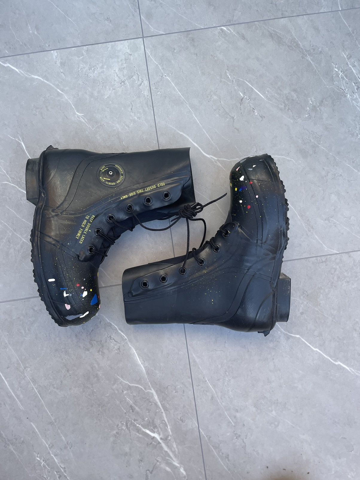 Trashed Black Bata Mickey Boots / Raf Runway Boot
