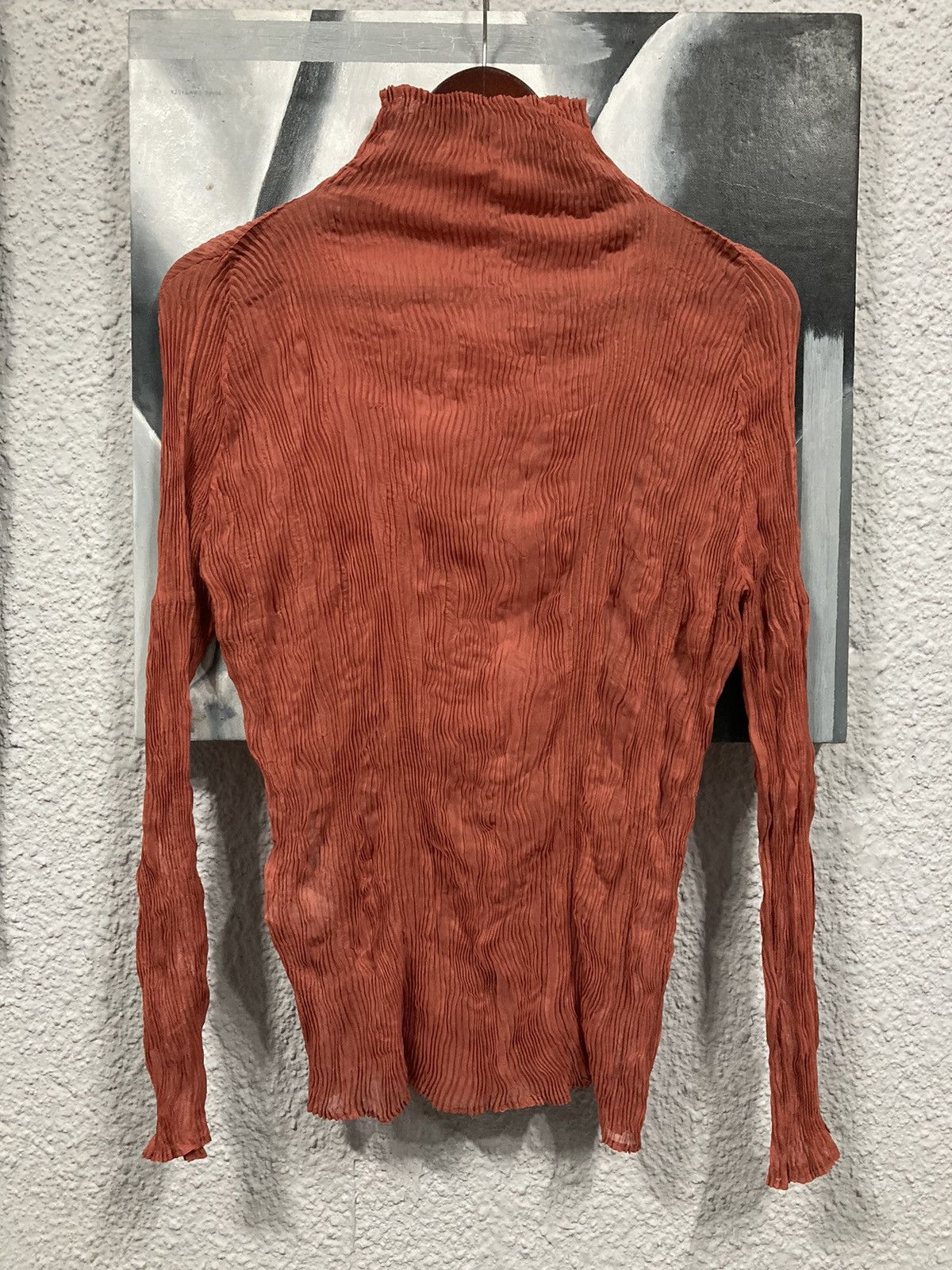 Issey Miyake Wavy Pleated Long Sleeved Turtleneck Size M / US 6-8 / IT 42-44 - 8 Thumbnail