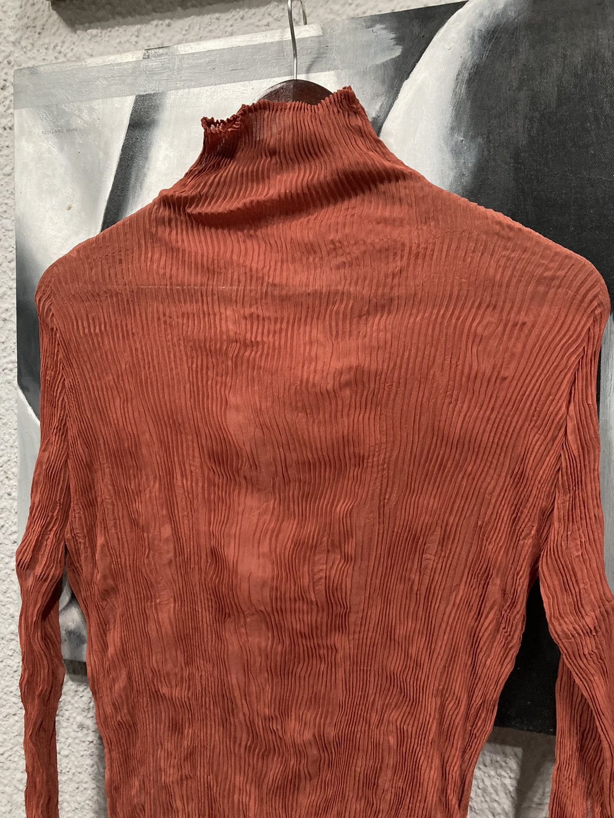 Issey Miyake Wavy Pleated Long Sleeved Turtleneck Size M / US 6-8 / IT 42-44 - 7 Thumbnail