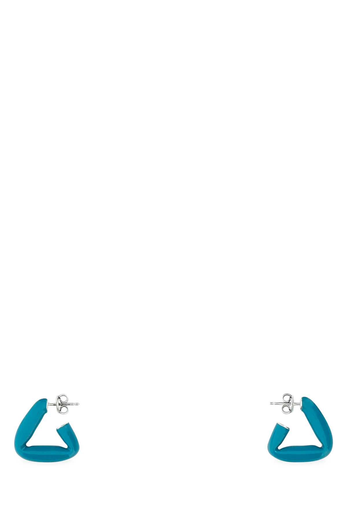 Teal Green 925 Silver Fold Earrings