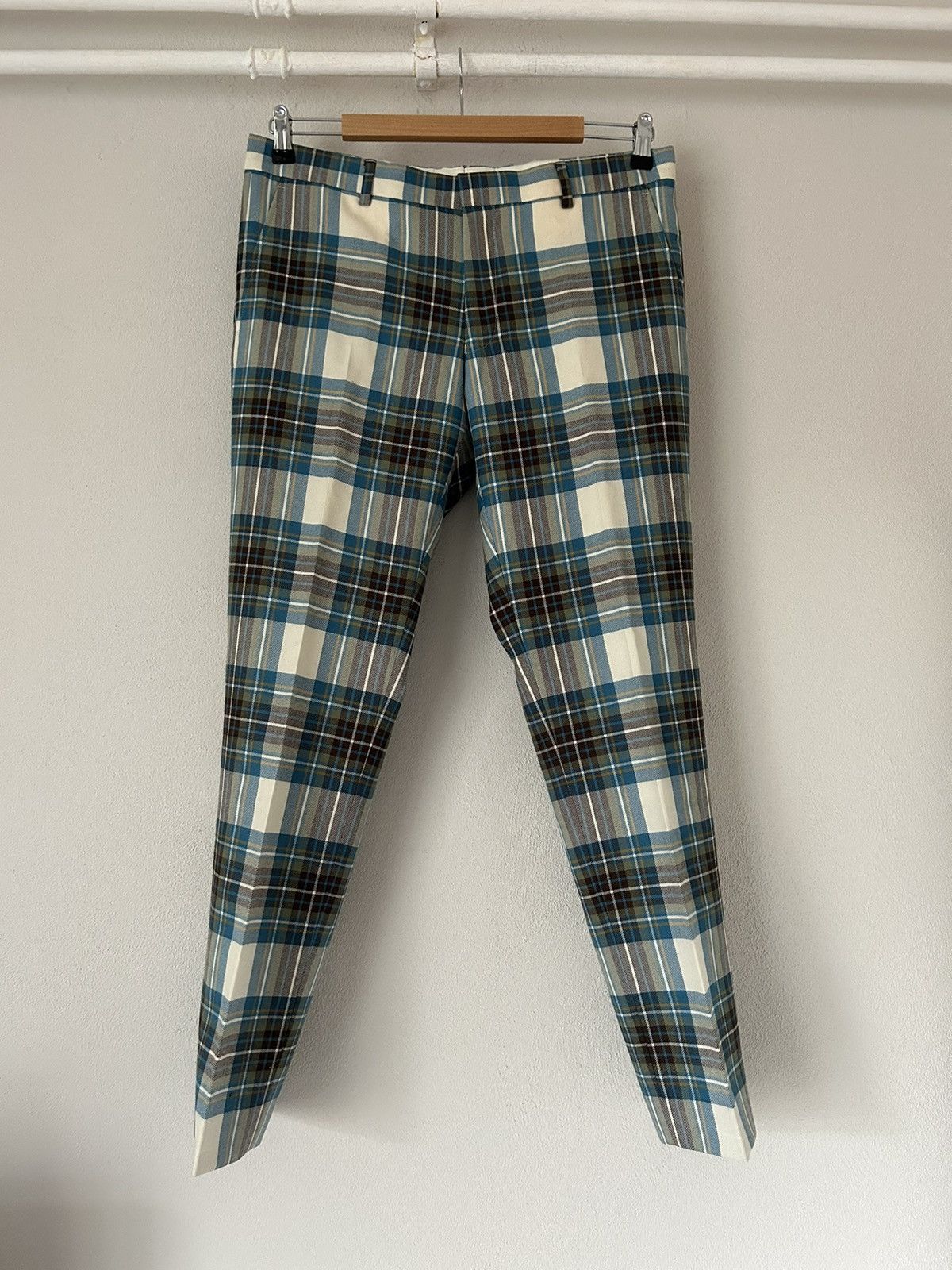 Dries Van Noten Blue Tartan Checkered Pants Size US 34 / EU 50 - 1 Thumbnail