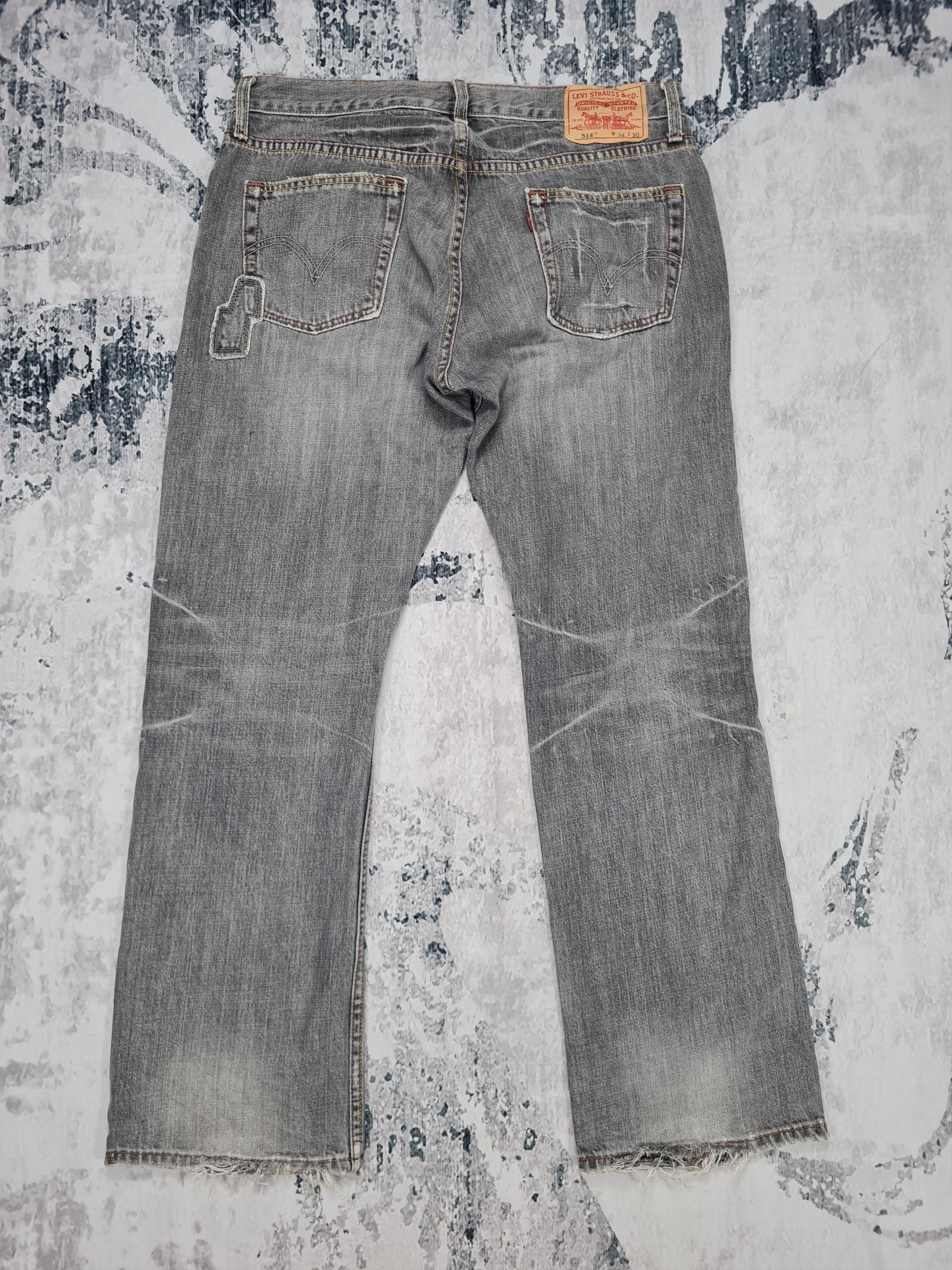 Levi's LEVIS 514 Distressed Patchwork Size 35X31.5 Jeans L0258 Size US 35 - 2 Thumbnail
