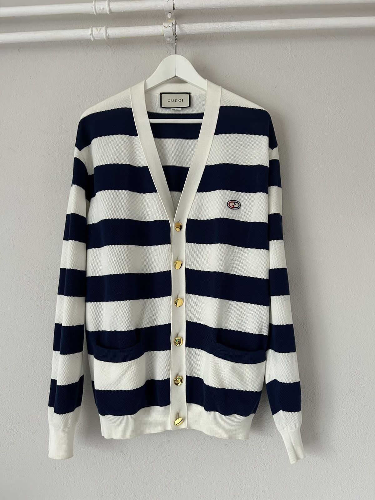 Blue/White Striped Cardigan
