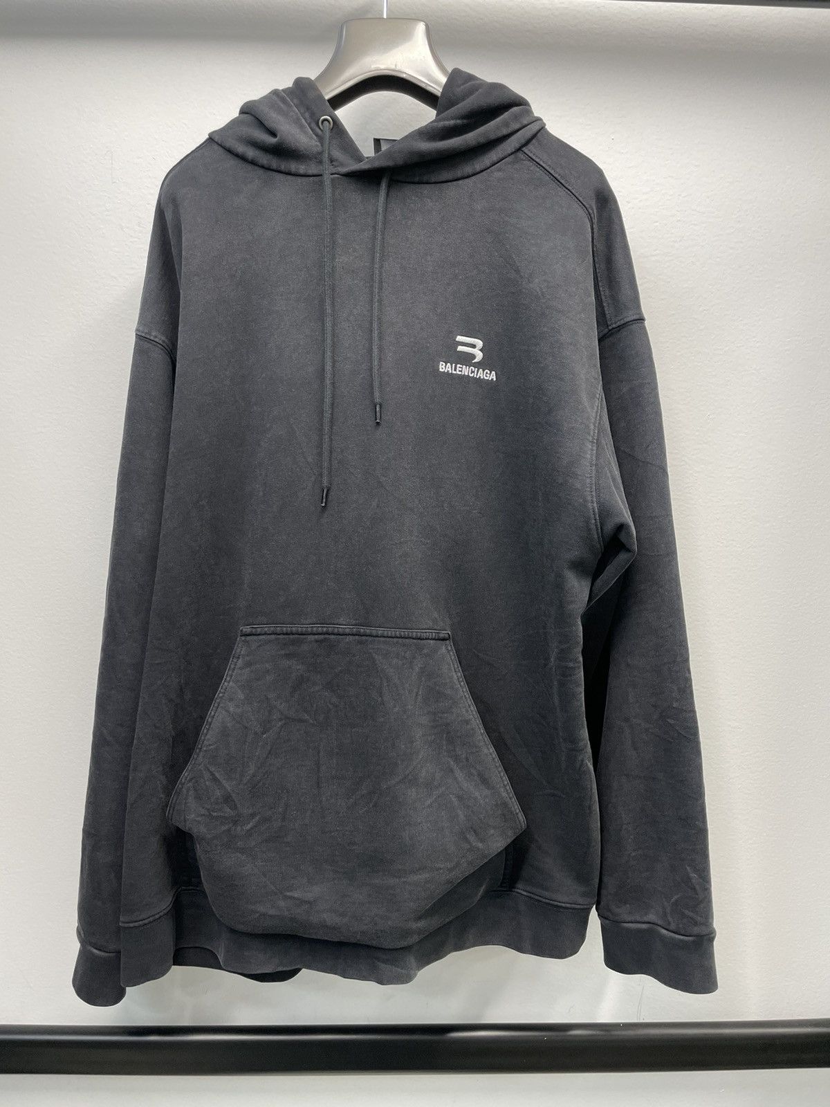 Balenciaga Sporty B Faded Black Oversized Hoodie