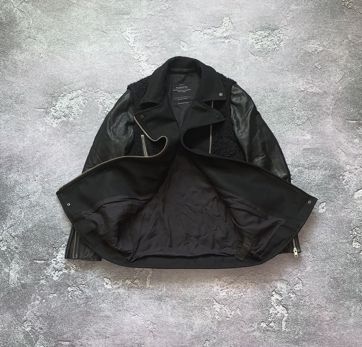 Allsaints Allsaints zip CHO Biker leather jacket wool old money vintag Size XS / US 0-2 / IT 36-38 - 11 Thumbnail