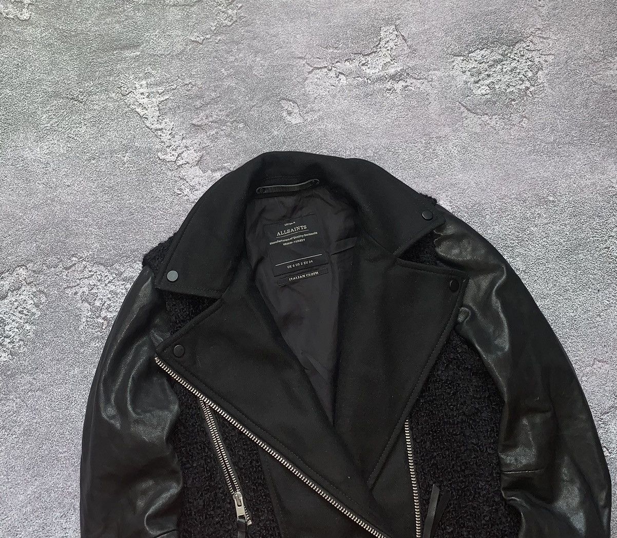 Allsaints Allsaints zip CHO Biker leather jacket wool old money vintag Size XS / US 0-2 / IT 36-38 - 2 Thumbnail