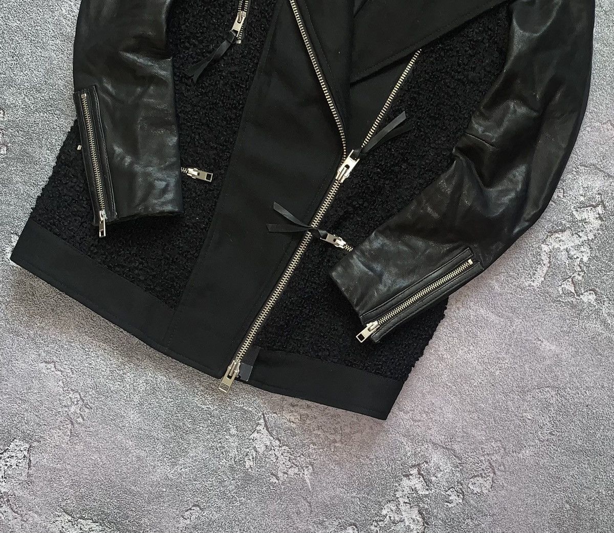 Allsaints Allsaints zip CHO Biker leather jacket wool old money vintag Size XS / US 0-2 / IT 36-38 - 4 Thumbnail