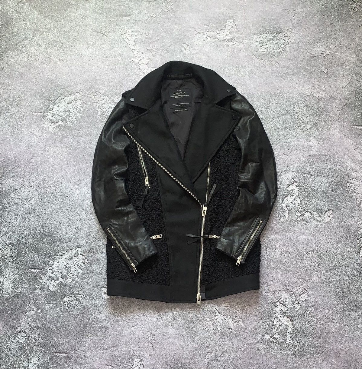 Allsaints Allsaints zip CHO Biker leather jacket wool old money vintag Size XS / US 0-2 / IT 36-38 - 1 Thumbnail