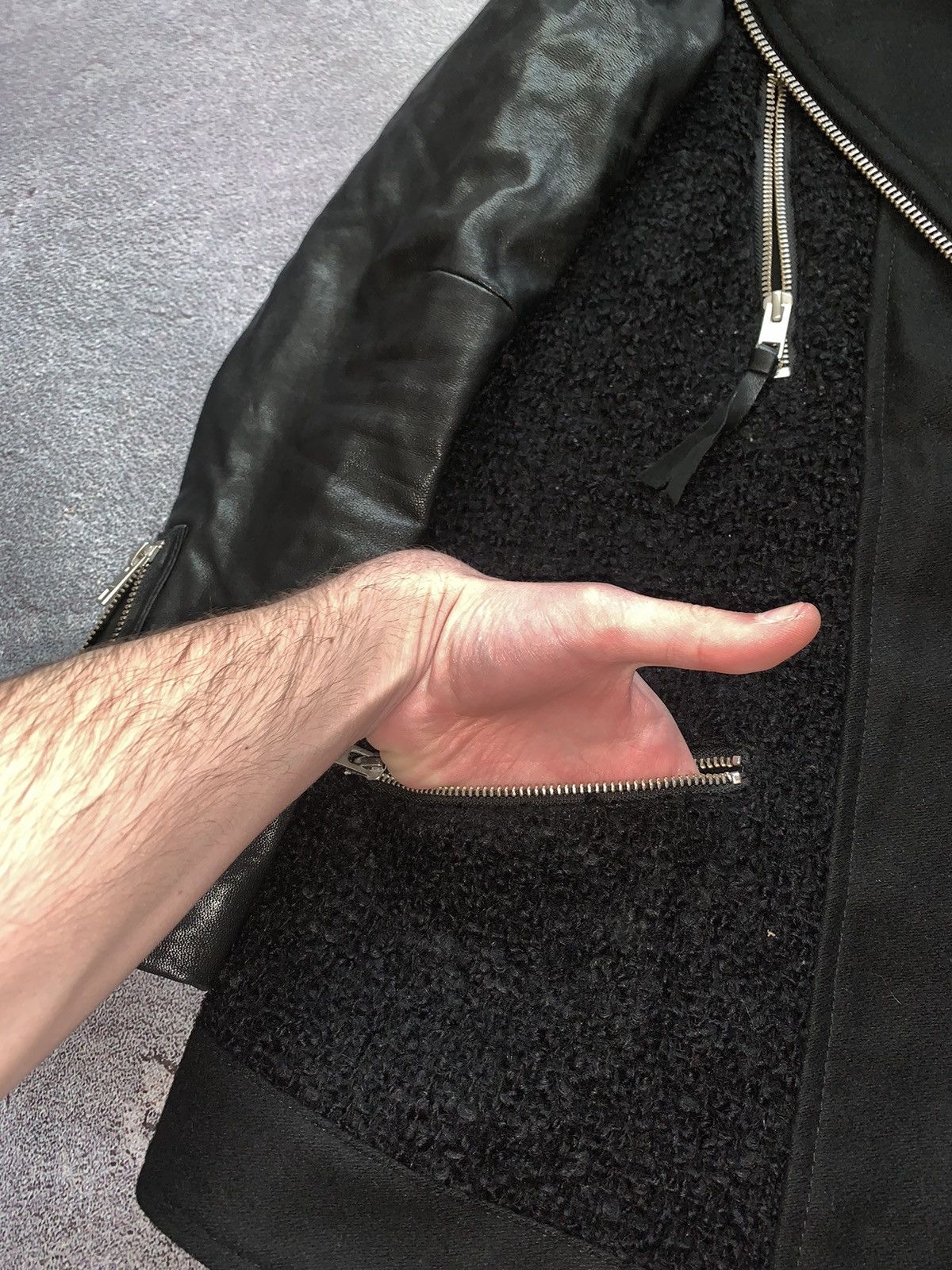 Allsaints Allsaints zip CHO Biker leather jacket wool old money vintag Size XS / US 0-2 / IT 36-38 - 7 Thumbnail