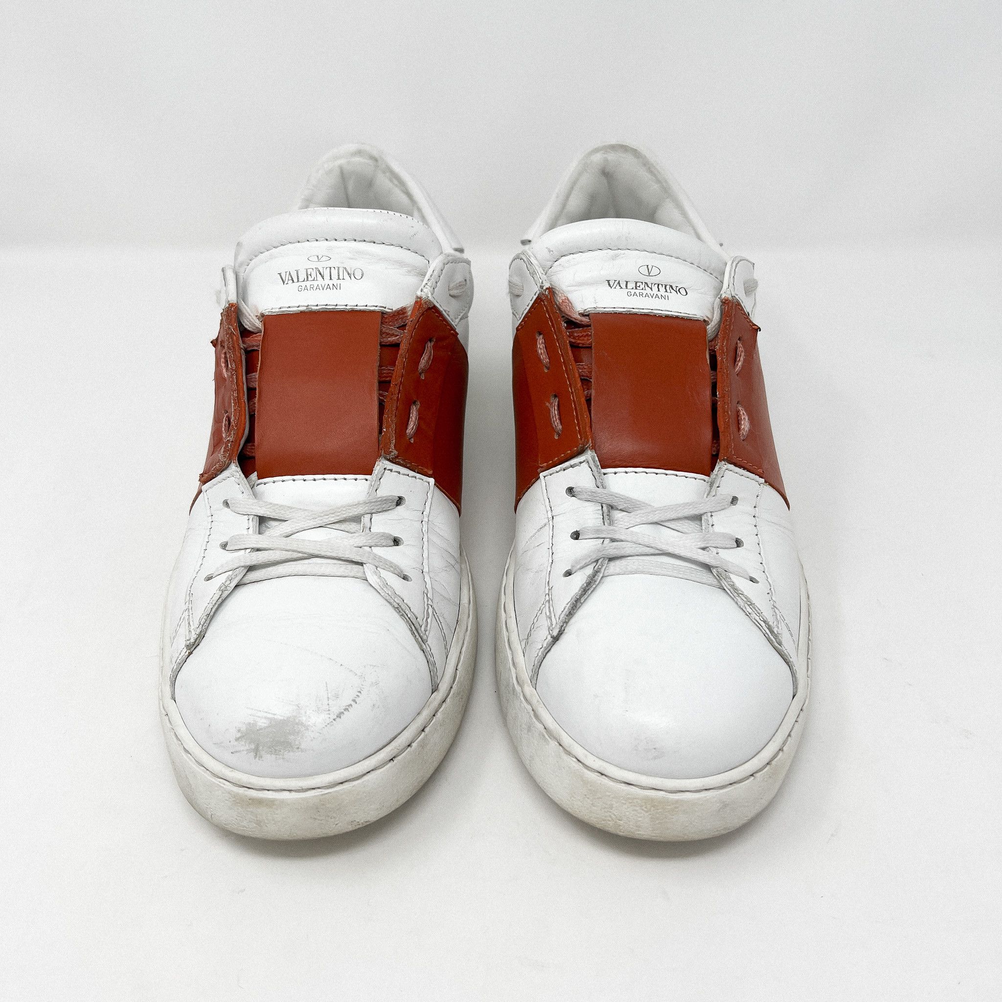 Valentino VALENTINO Rockstud Open Red+White Leather Sneakers