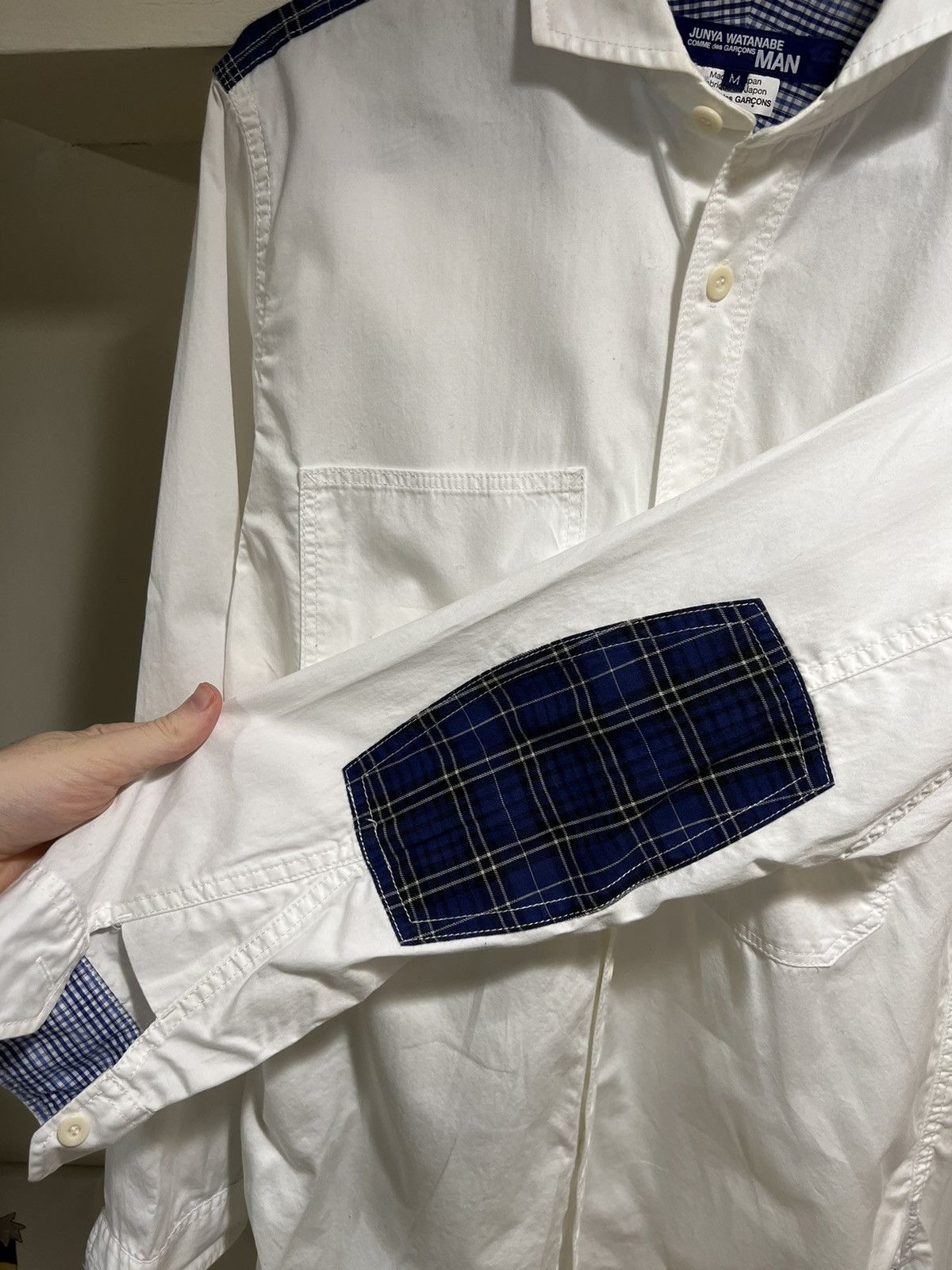 Comme des Garcons Plaid patched white button up Size US M / EU 48-50 / 2 - 4 Thumbnail