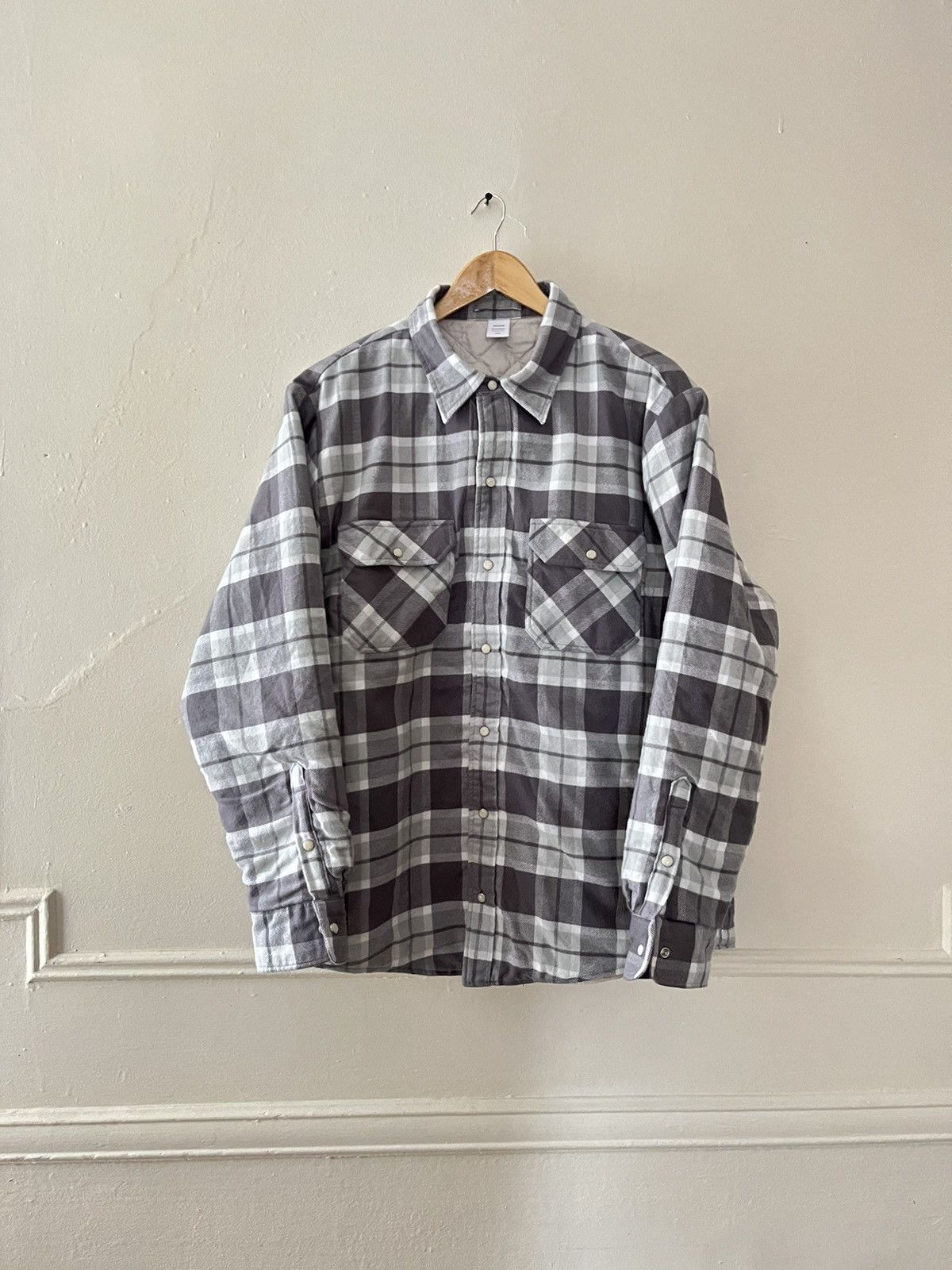 image of Jjjjound Thermal Shirt - Charcoal in Grey, Men's (Size Large)