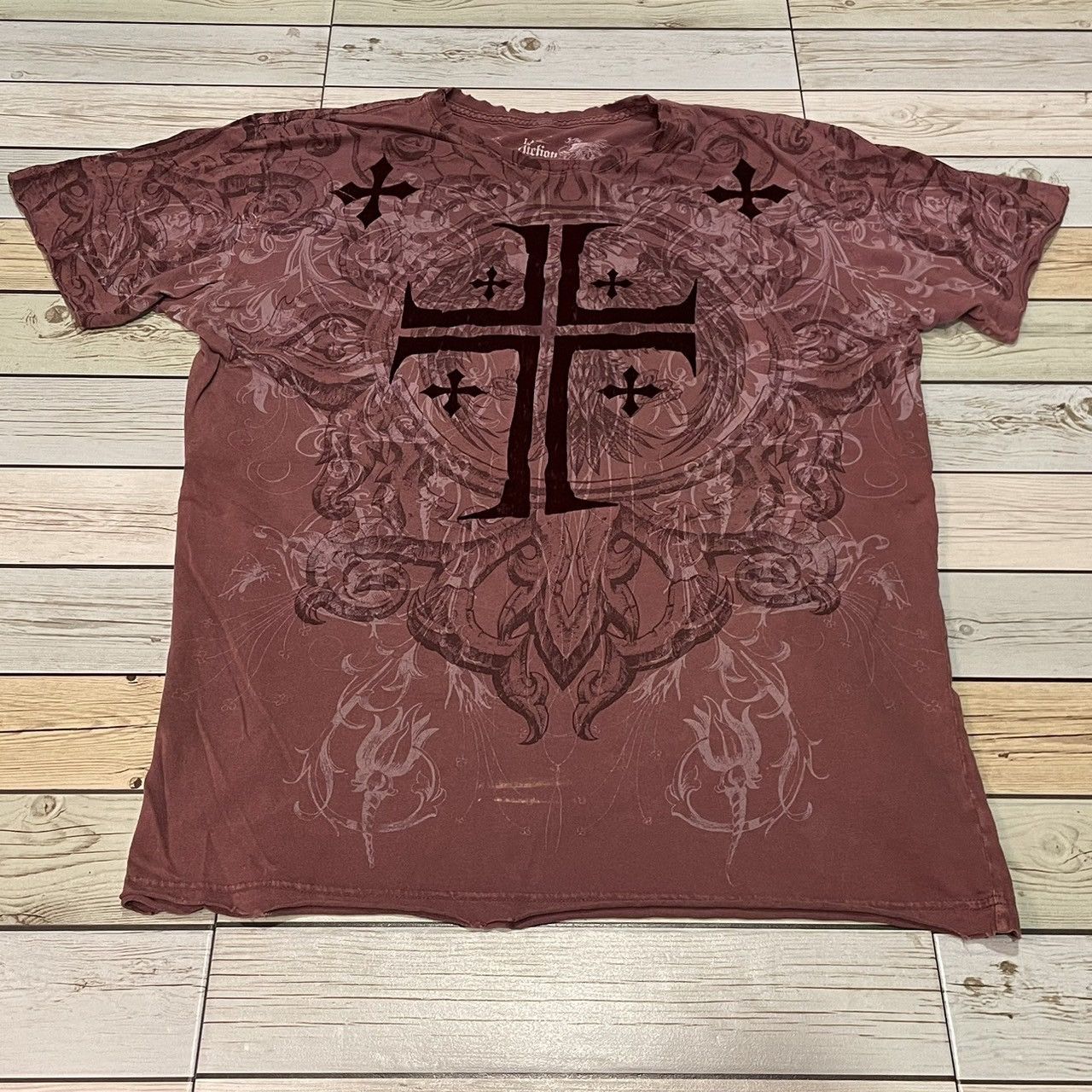 Rare Affliction Cross Y2K Style Tee
