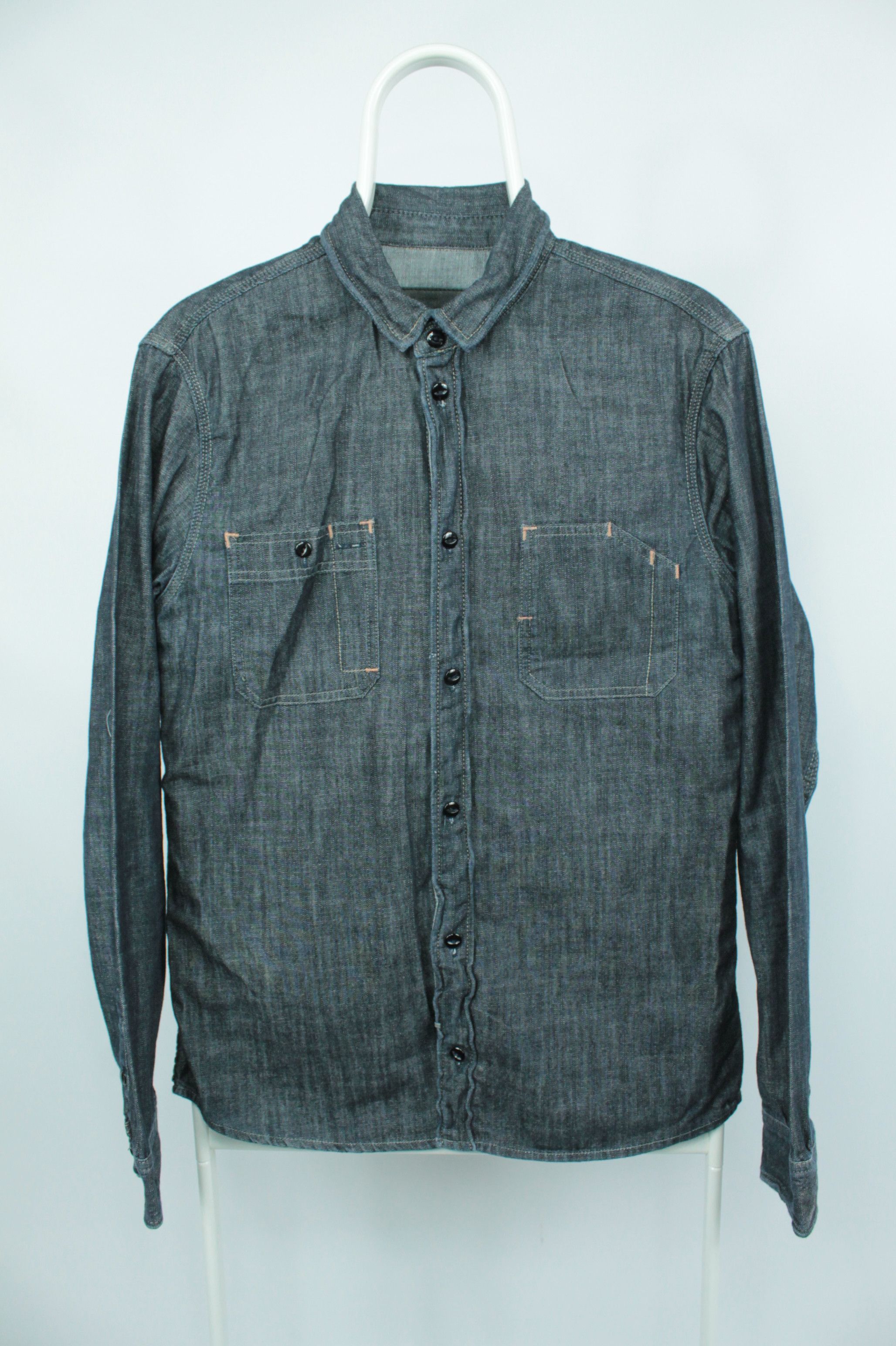 Allsaints AllSaints Huaky Blue Denim Casual Shirt Size US M / EU 48-50 / 2 - 1 Thumbnail