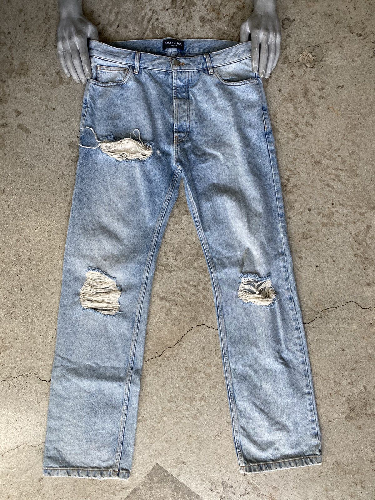 Balenciaga BALENCIAGA SAMPLE DISTRESSED DENIM JEANS (WITHOUT BOXERS) Size US 35 - 1 Thumbnail