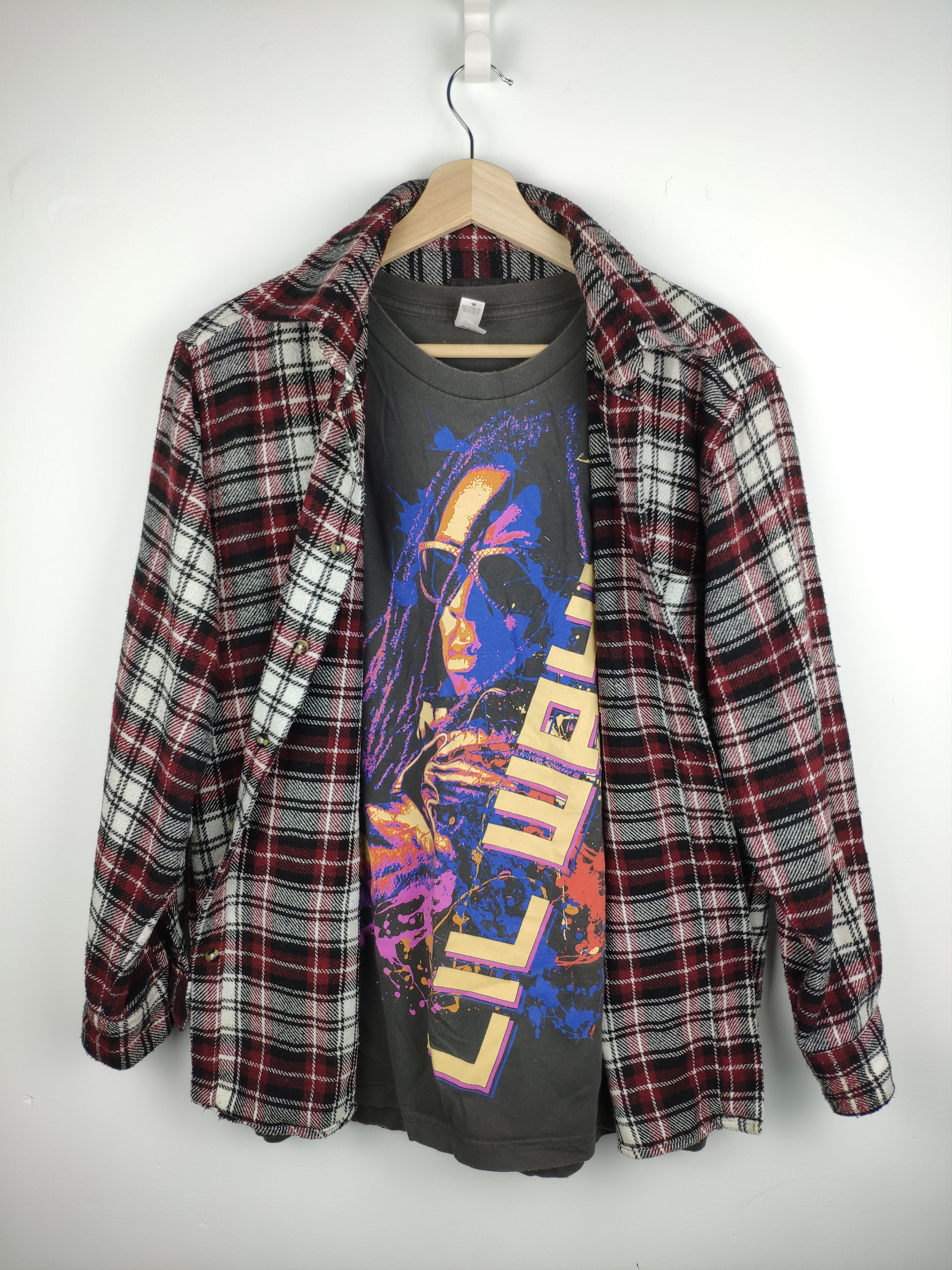 Flannel × Japanese Brand × Vintage Vintage Plaid Flannel Shirt Button Up Travis Scott Style Size US M / EU 48-50 / 2 - 1 Thumbnail