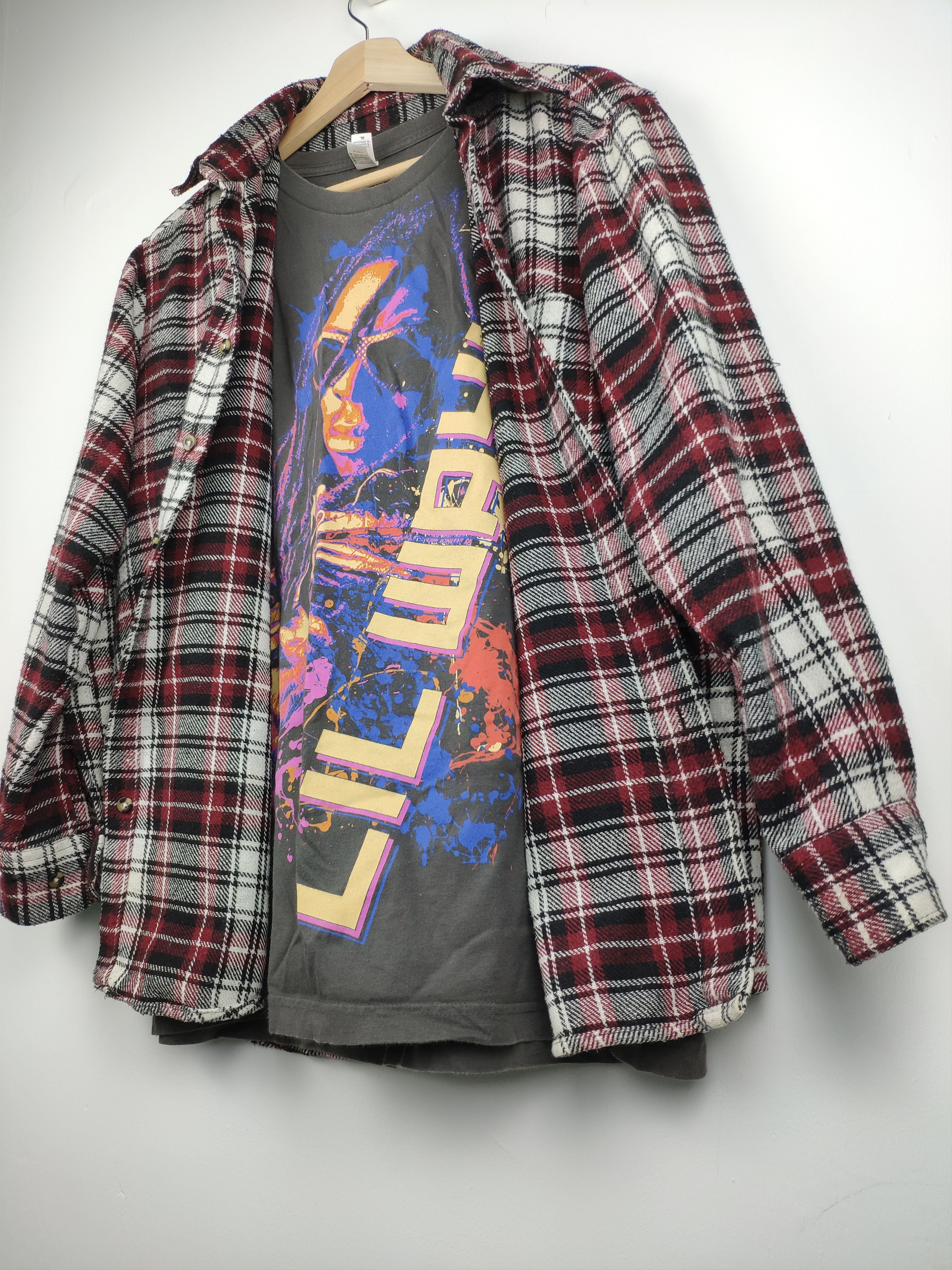Flannel × Japanese Brand × Vintage Vintage Plaid Flannel Shirt Button Up Travis Scott Style Size US M / EU 48-50 / 2 - 2 Thumbnail