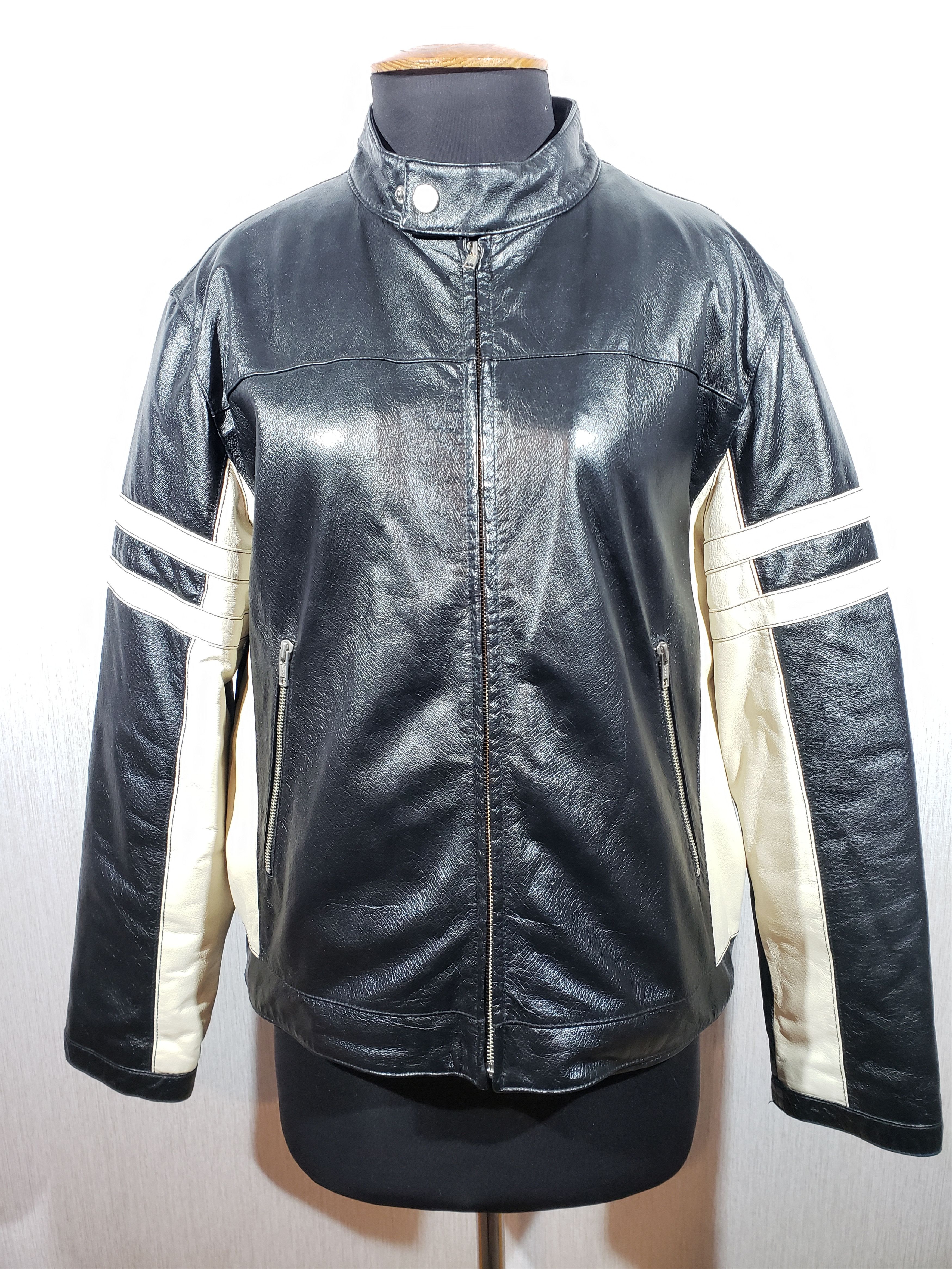 Stylish black leather jacket for men.