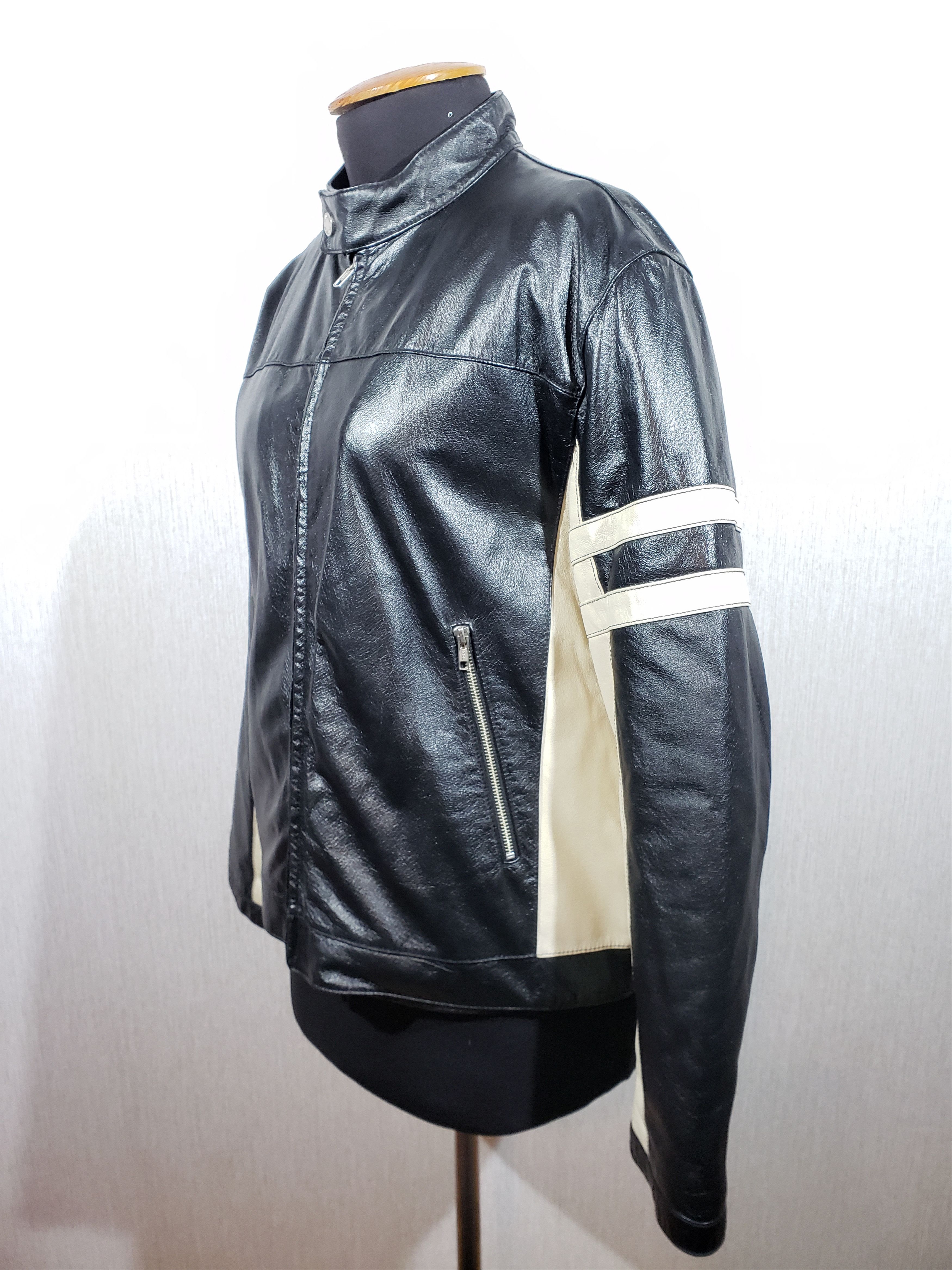 Stylish black leather jacket for men.