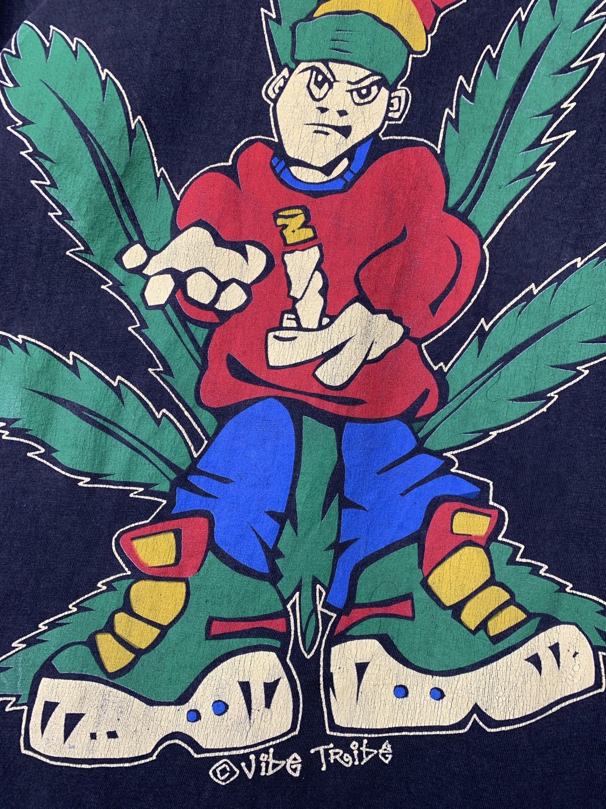 Vintage Vintage Vibe Tribe Rasta Marijuana Single Stitch T-Shirt Size US XL / EU 56 / 4 - 8 Thumbnail