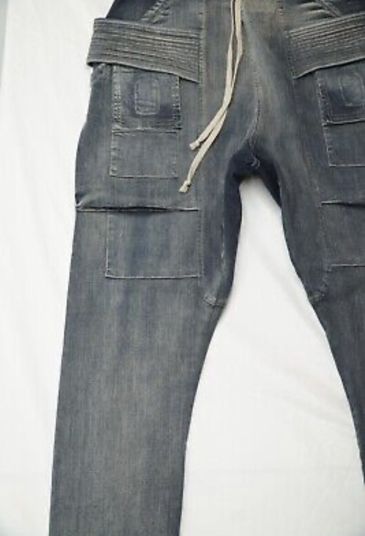 Rick Owens Drkshdw Rick Owens Creatch Hustler Denim Drawstring Cargo Pants Size US 32 / EU 48 - 4 Thumbnail
