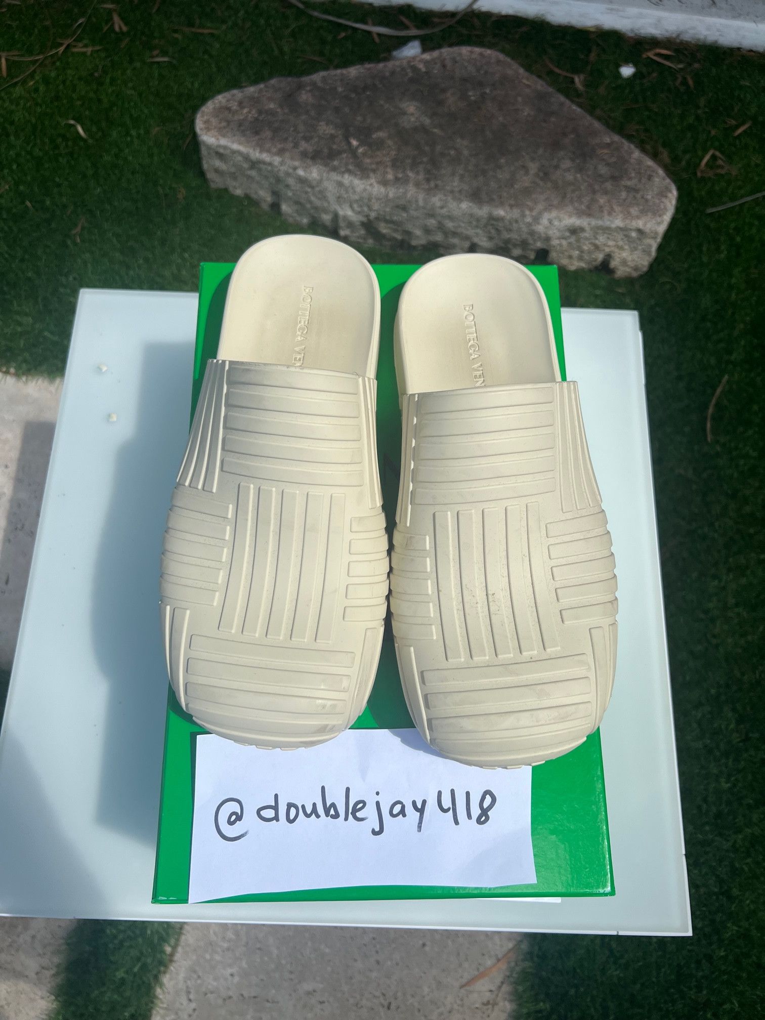 Bottega Veneta Bottega Veneta Rubber Carpet Slides Mule Sea