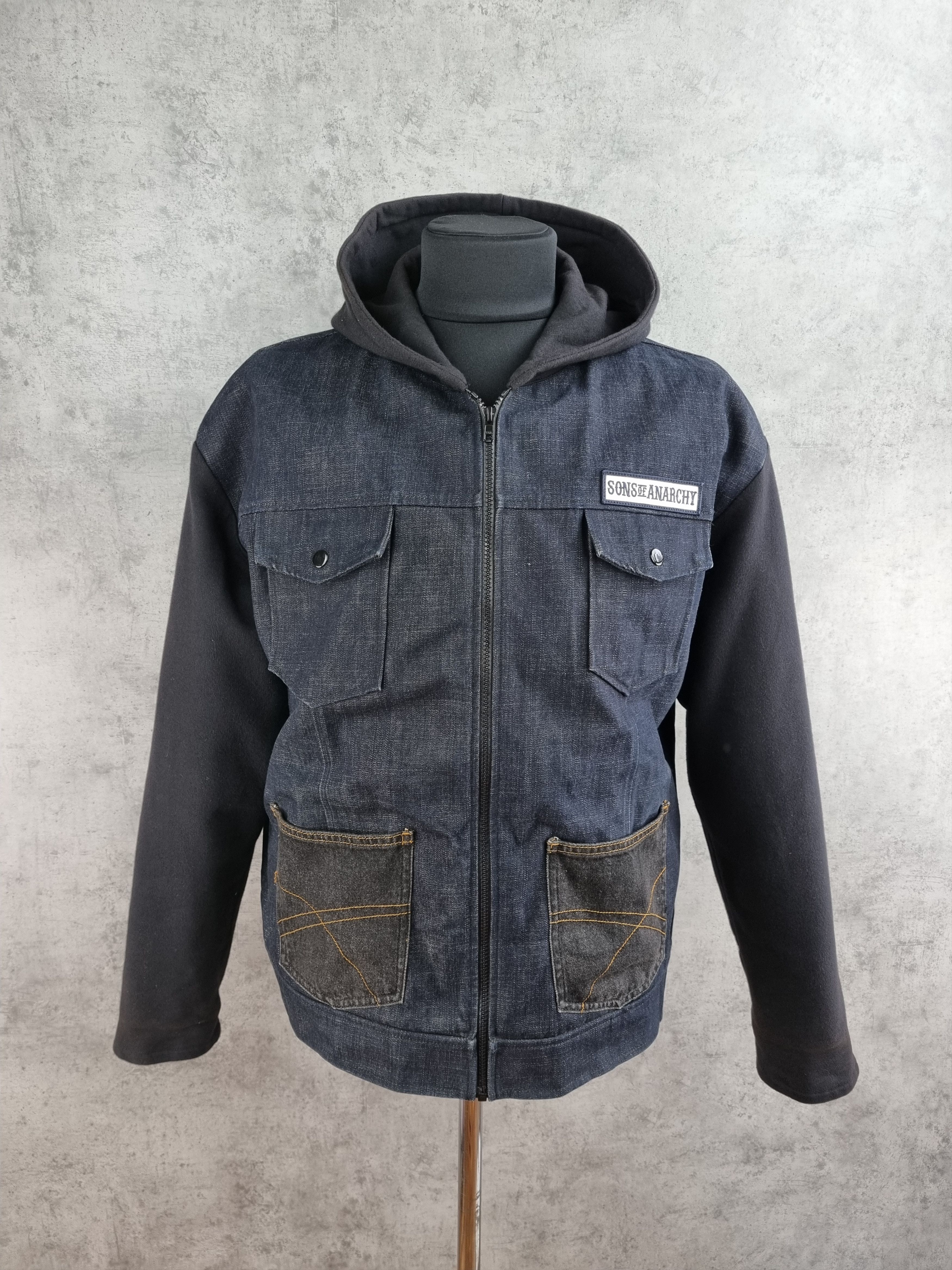 Other Rare Sons of Anarchy Denim Biker Hooded Jacket Size US XL / EU 56 / 4 - 4 Thumbnail