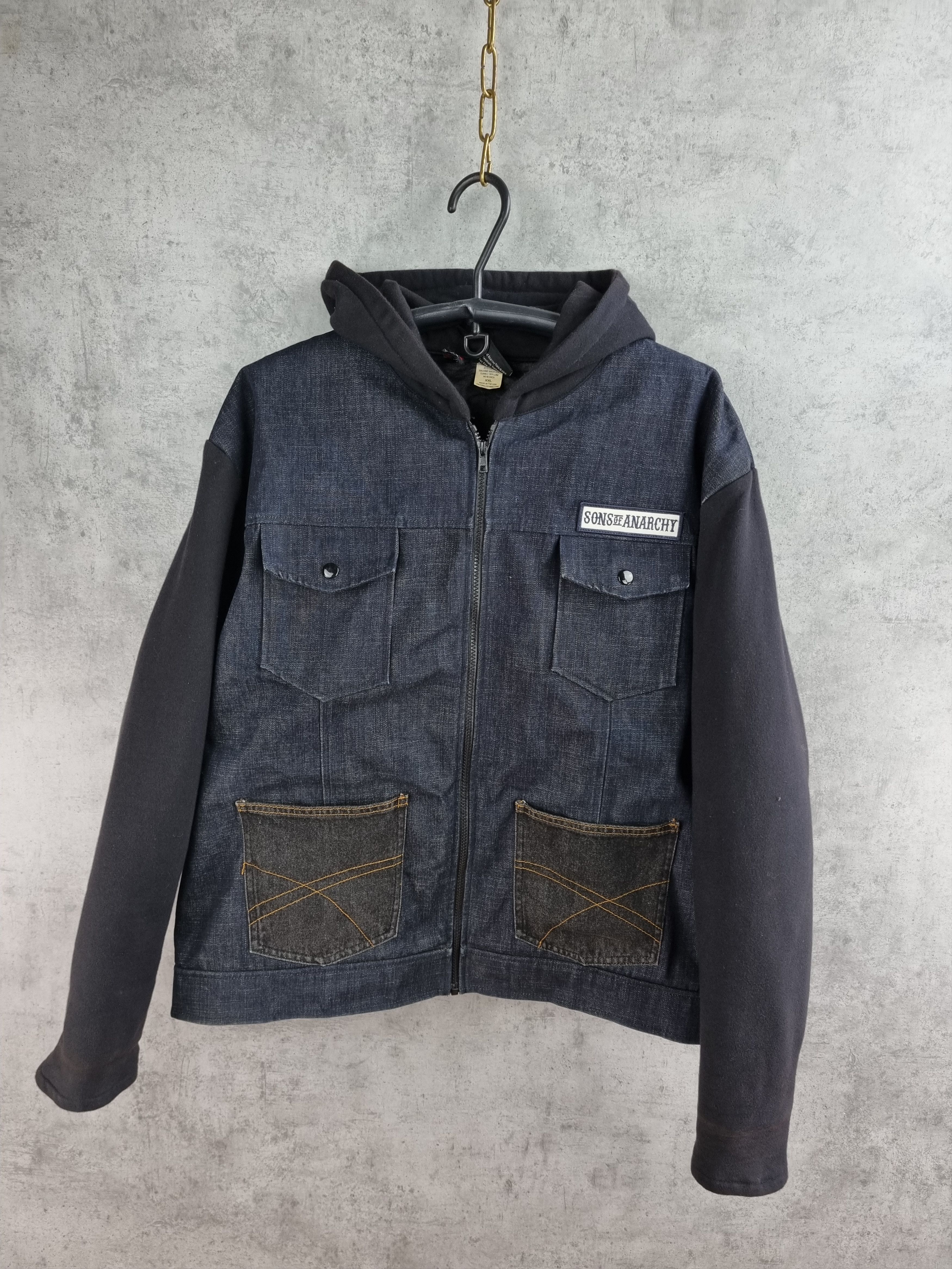 Other Rare Sons of Anarchy Denim Biker Hooded Jacket Size US XL / EU 56 / 4 - 5 Thumbnail