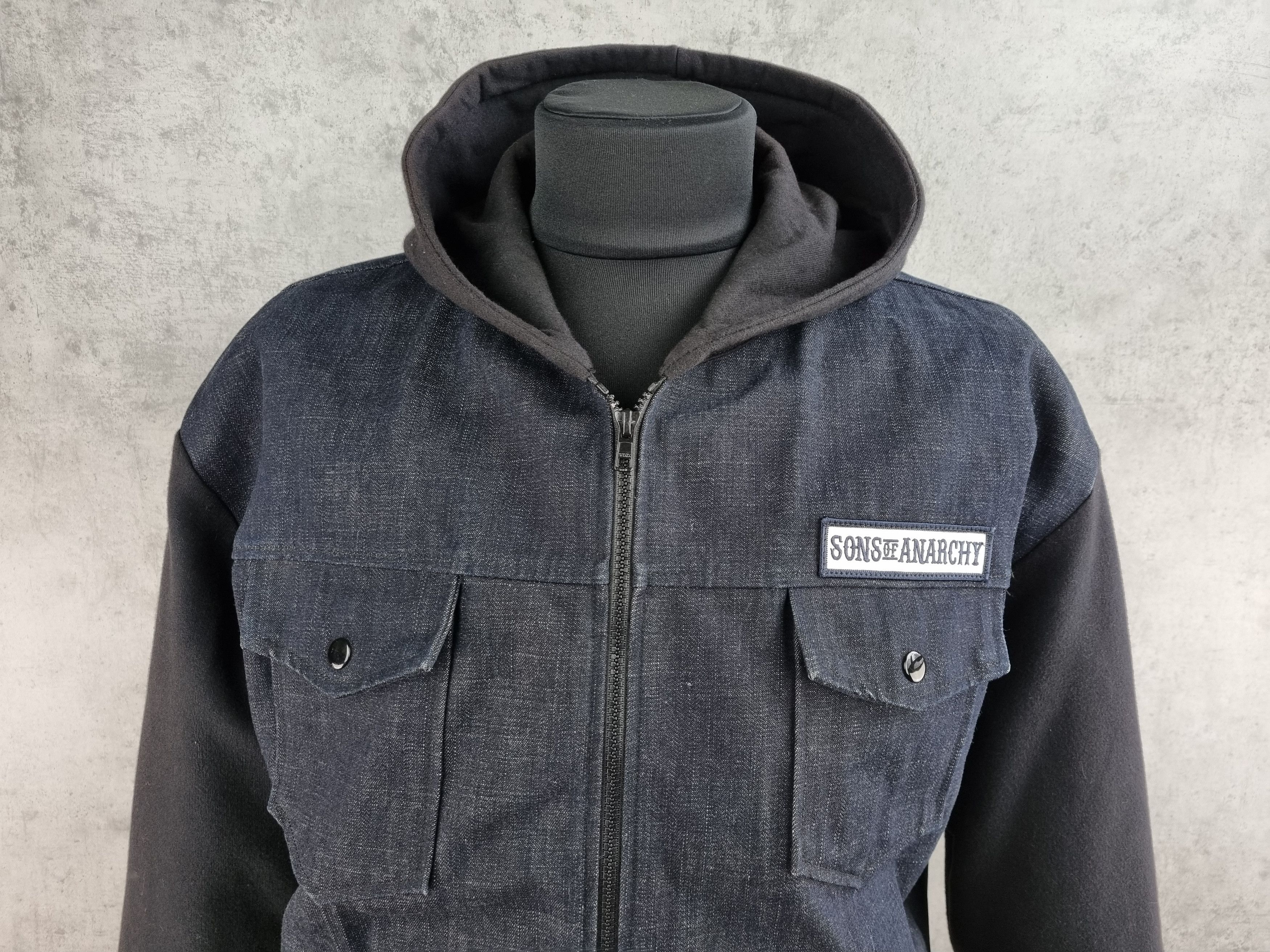 Other Rare Sons of Anarchy Denim Biker Hooded Jacket Size US XL / EU 56 / 4 - 6 Thumbnail