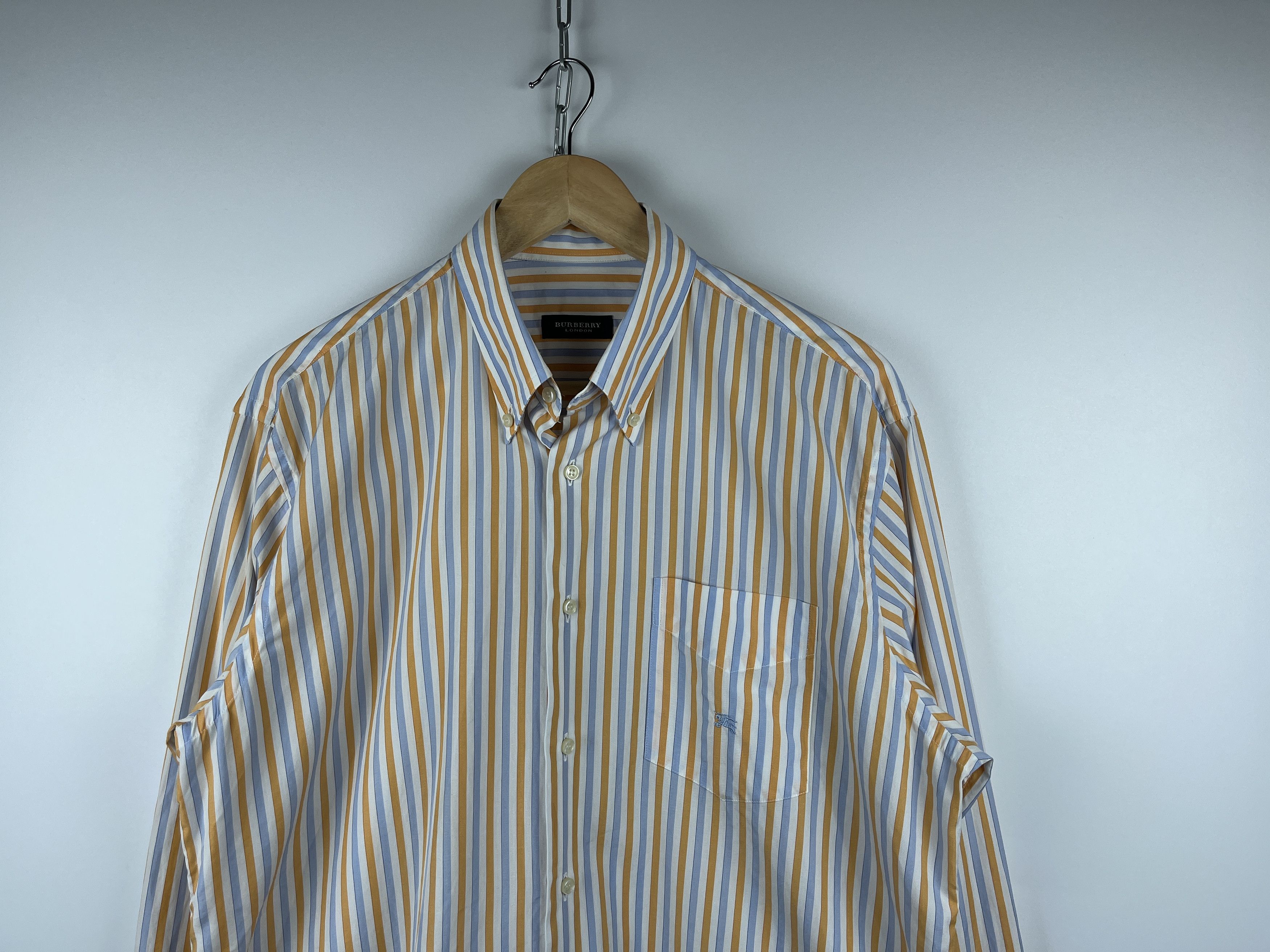 Burberry × Vintage Burberry London Striped Shirt Button Up Size US L / EU 52-54 / 3 - 4 Thumbnail