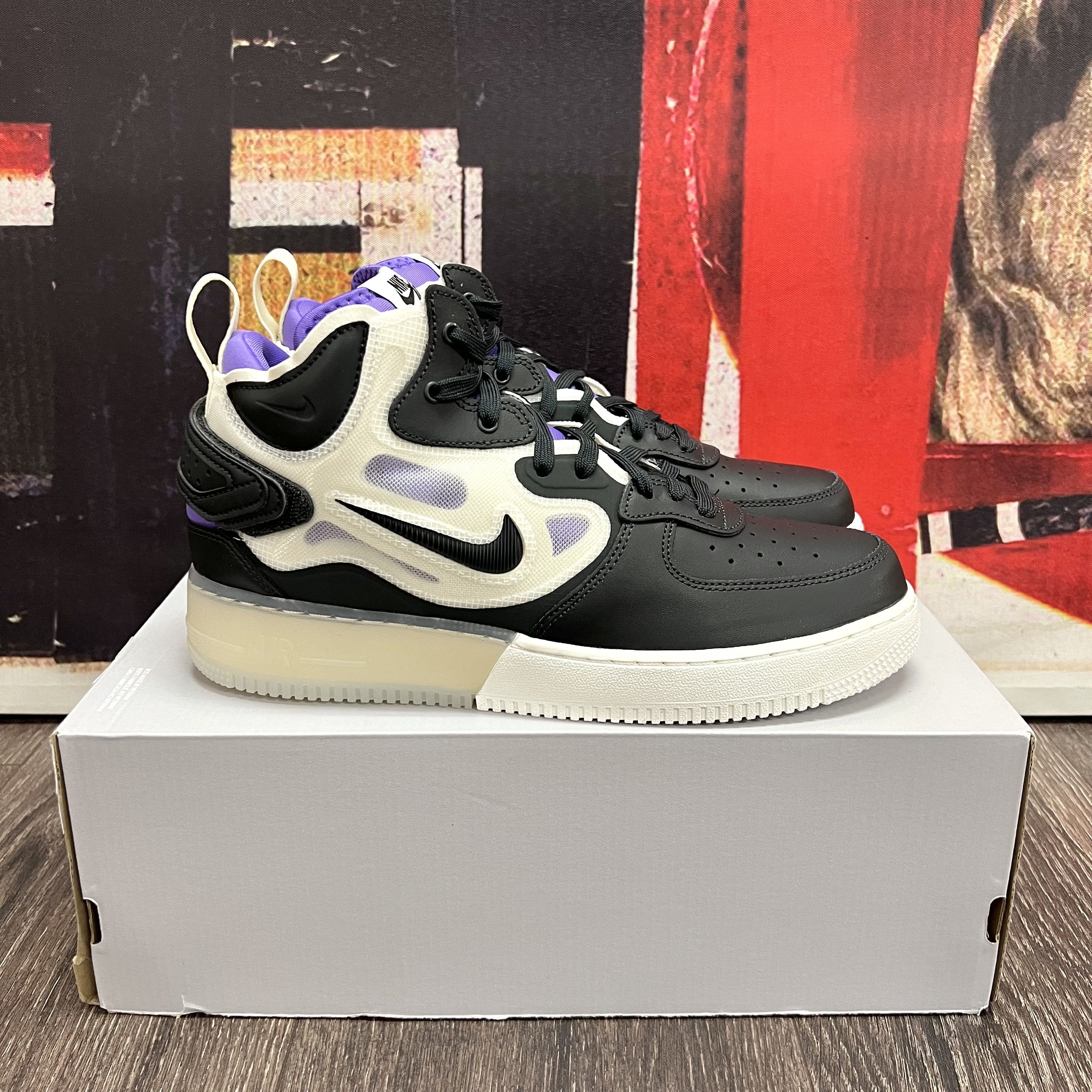  Nike Air Force 1 Mid React Men's Shoes, Off Noir/Off  Noir-Action Grape, 8.5 M US