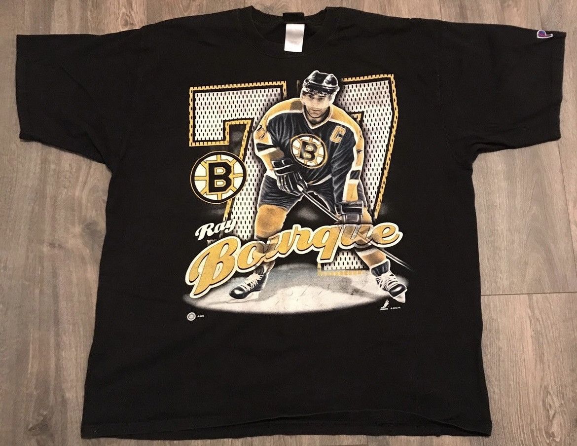 image of Nhl x Pro Player Vintage 1990’S Boston Bruins Ray Bourque Tee in Black, Men's (Size 2XL)