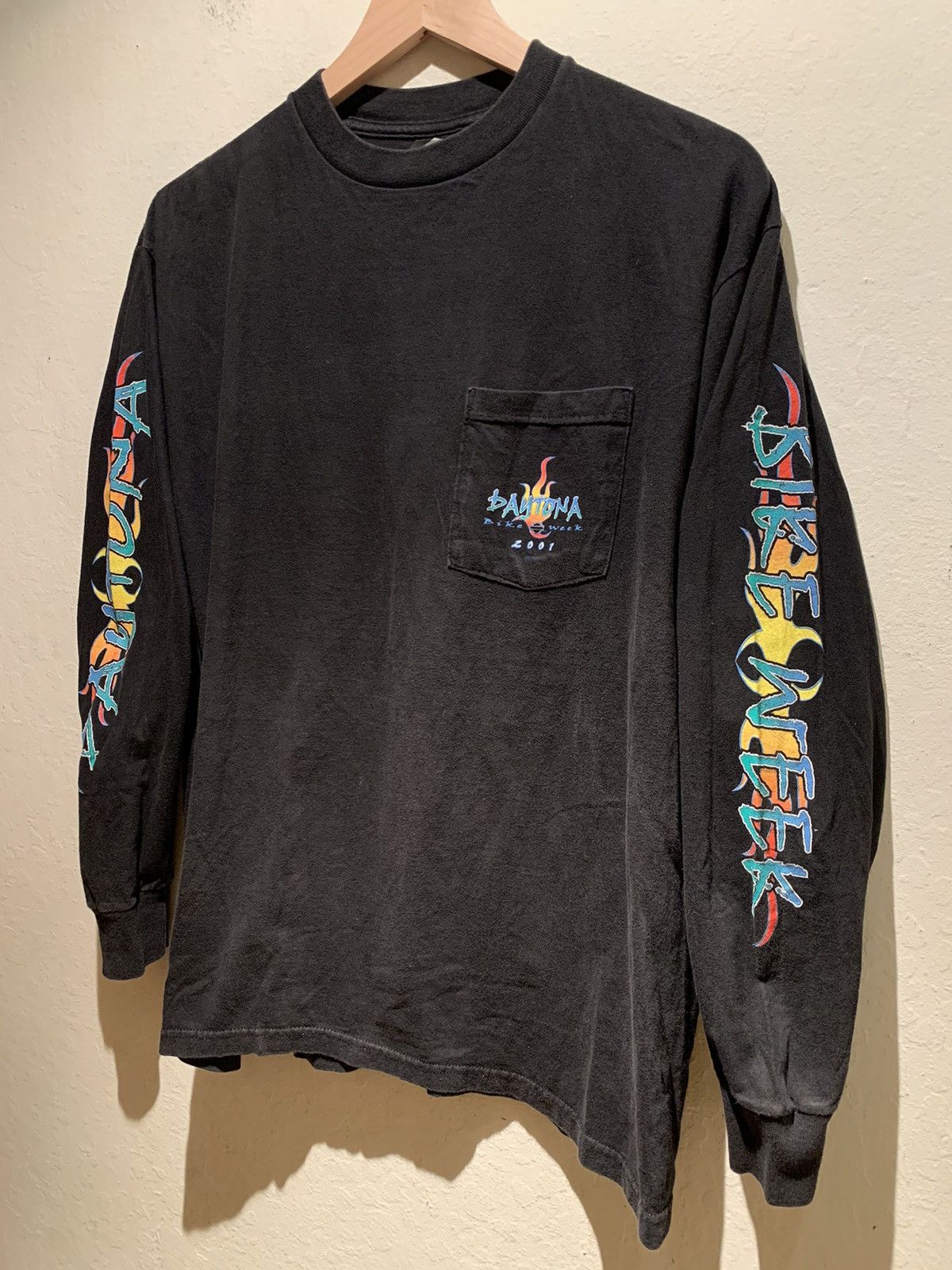 Harley Davidson × Vintage RARE Vintage Harley Davidson Flame Sleeve Daytona Bike Shirt Size US L / EU 52-54 / 3 - 1 Thumbnail