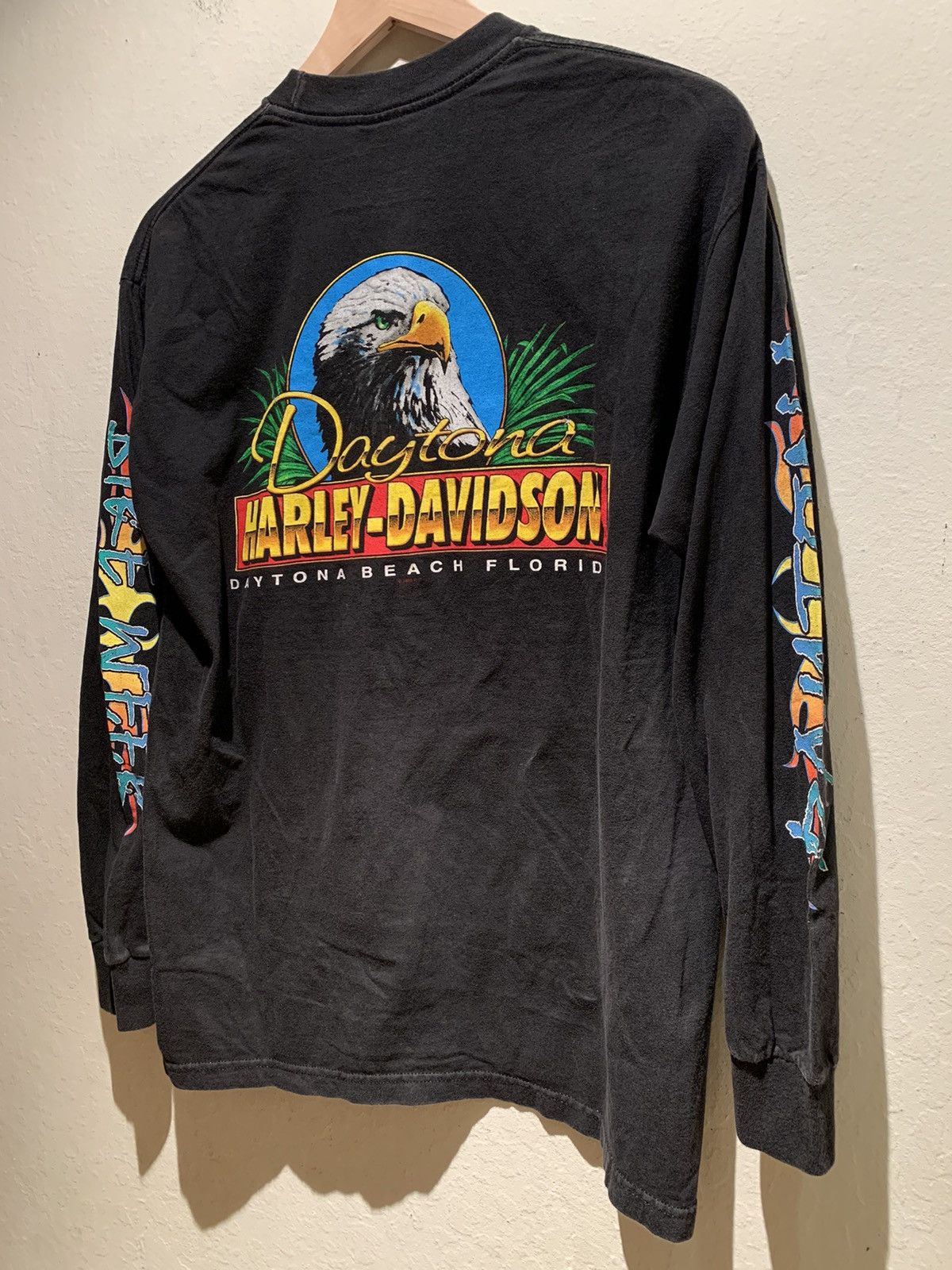 Harley Davidson × Vintage RARE Vintage Harley Davidson Flame Sleeve Daytona Bike Shirt Size US L / EU 52-54 / 3 - 2 Thumbnail