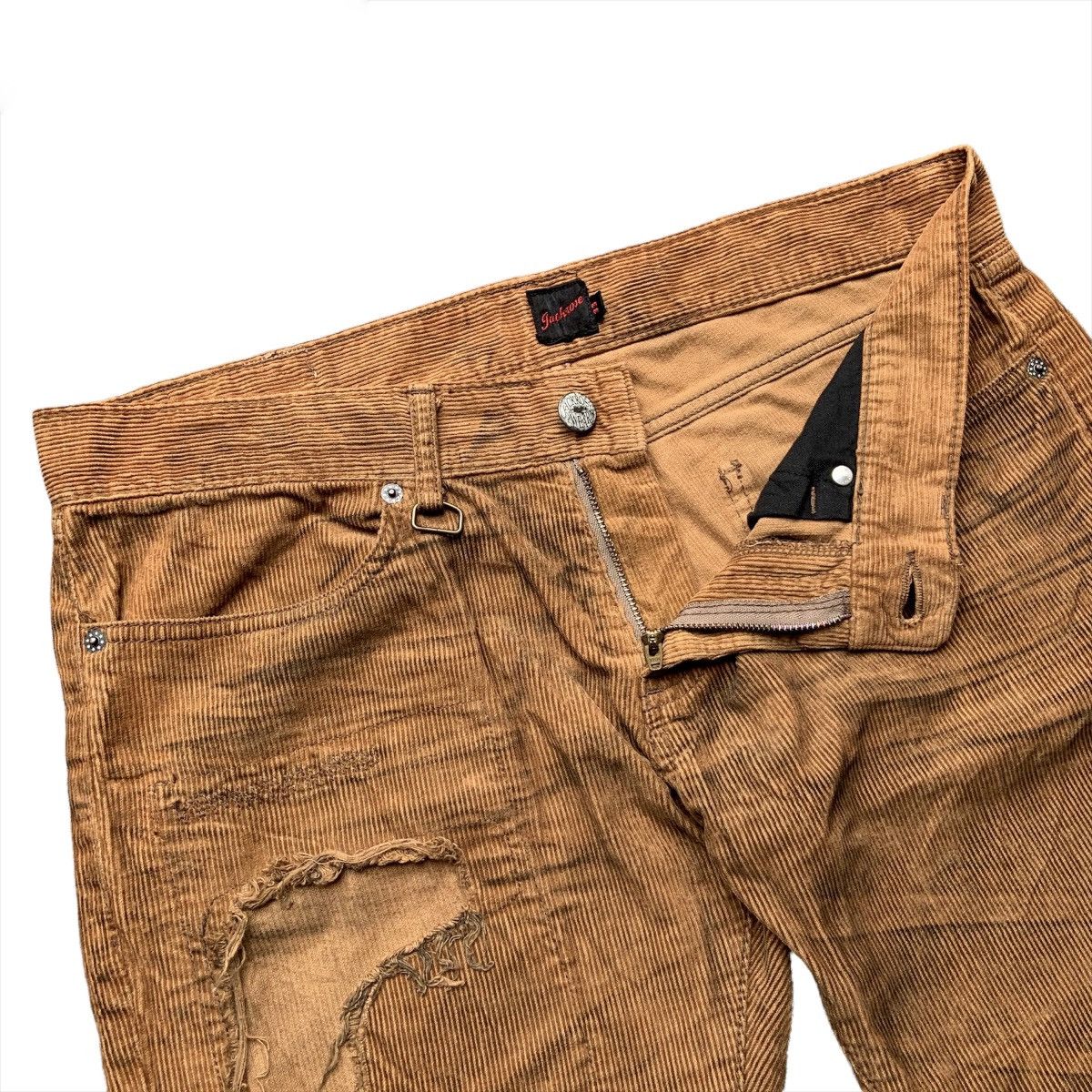 If Six Was Nine × Japanese Brand × Le Grande Bleu (L.G.B.) Jack Rose Distressed Flared Corduroy Pants Size US 33 - 2 Thumbnail