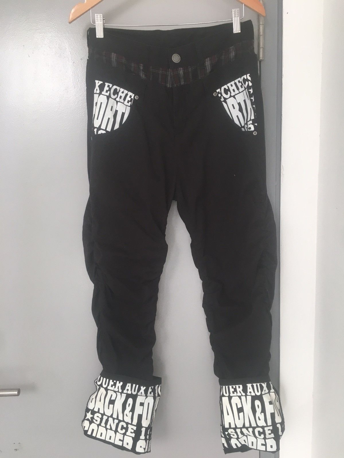Japanese Brand Pants Punk Spell Out Double Waist