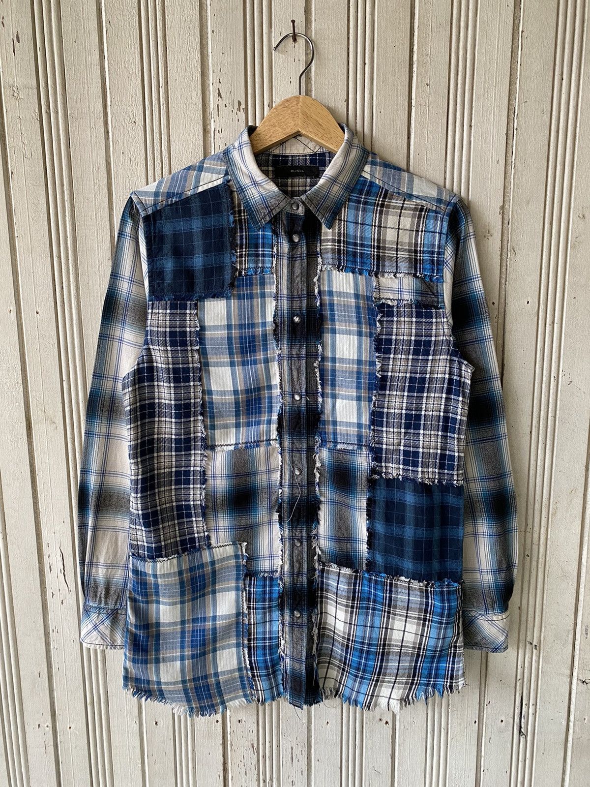 Diesel Vintage Diesel Patchwork Button Ups Shirt Size S / US 4 / IT 40 - 1 Thumbnail